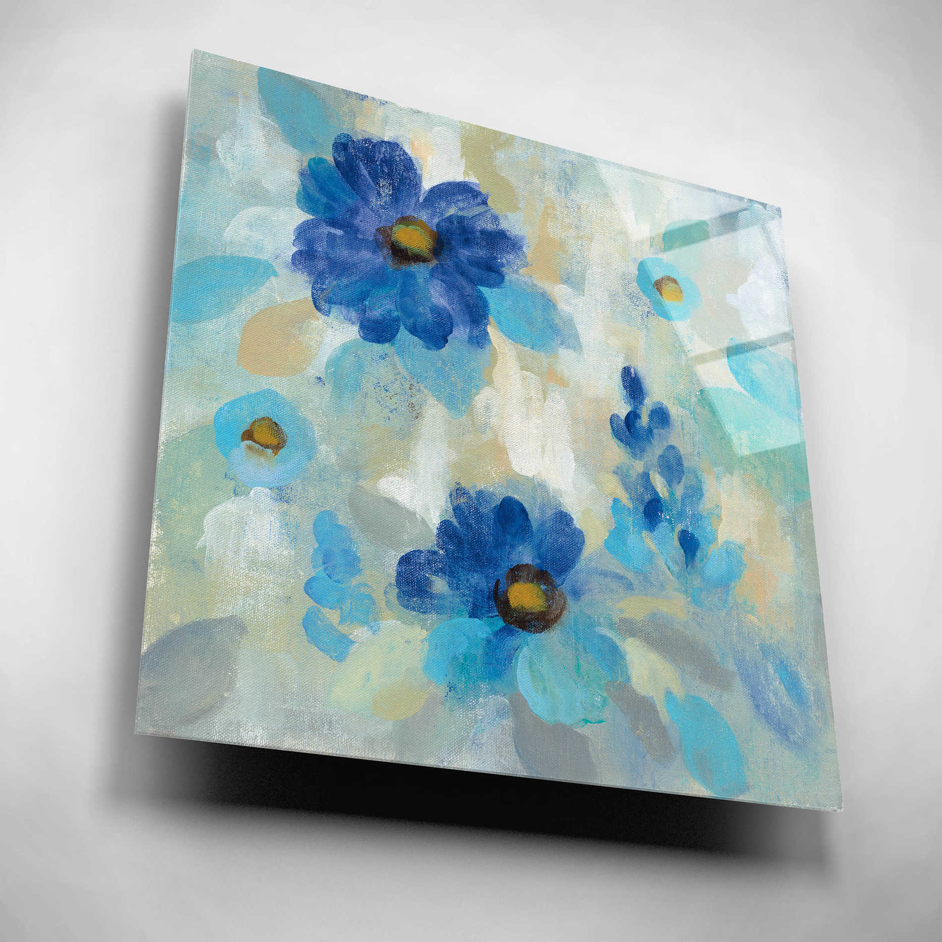 Epic Art 'Blue Flowers Whisper II' by Silvia Vassileva, Acrylic Glass Wall Art,12x12