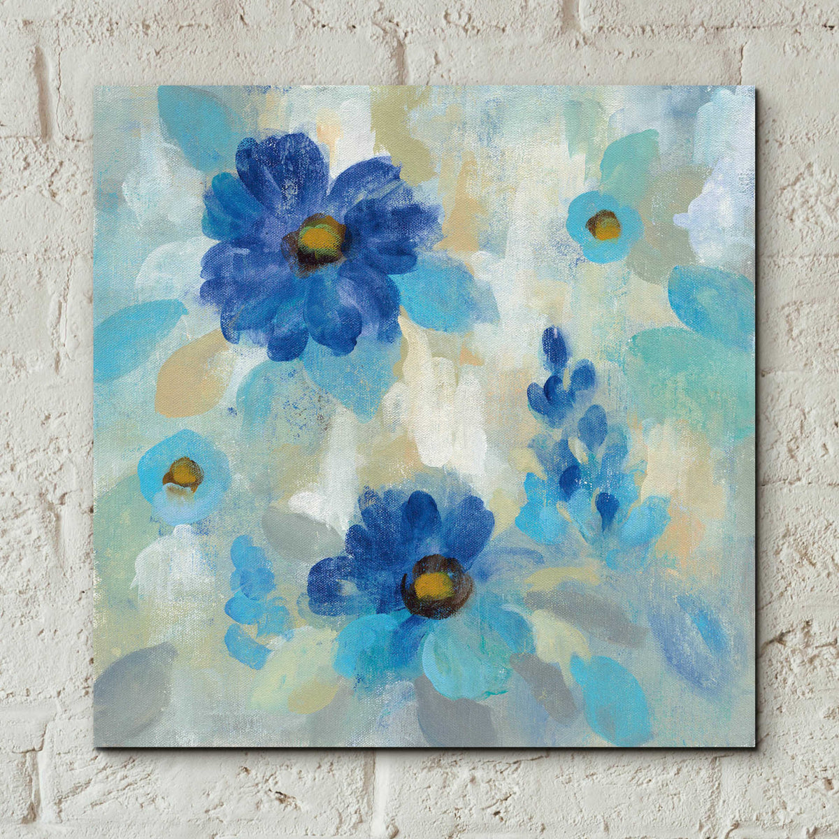 Epic Art 'Blue Flowers Whisper II' by Silvia Vassileva, Acrylic Glass Wall Art,12x12