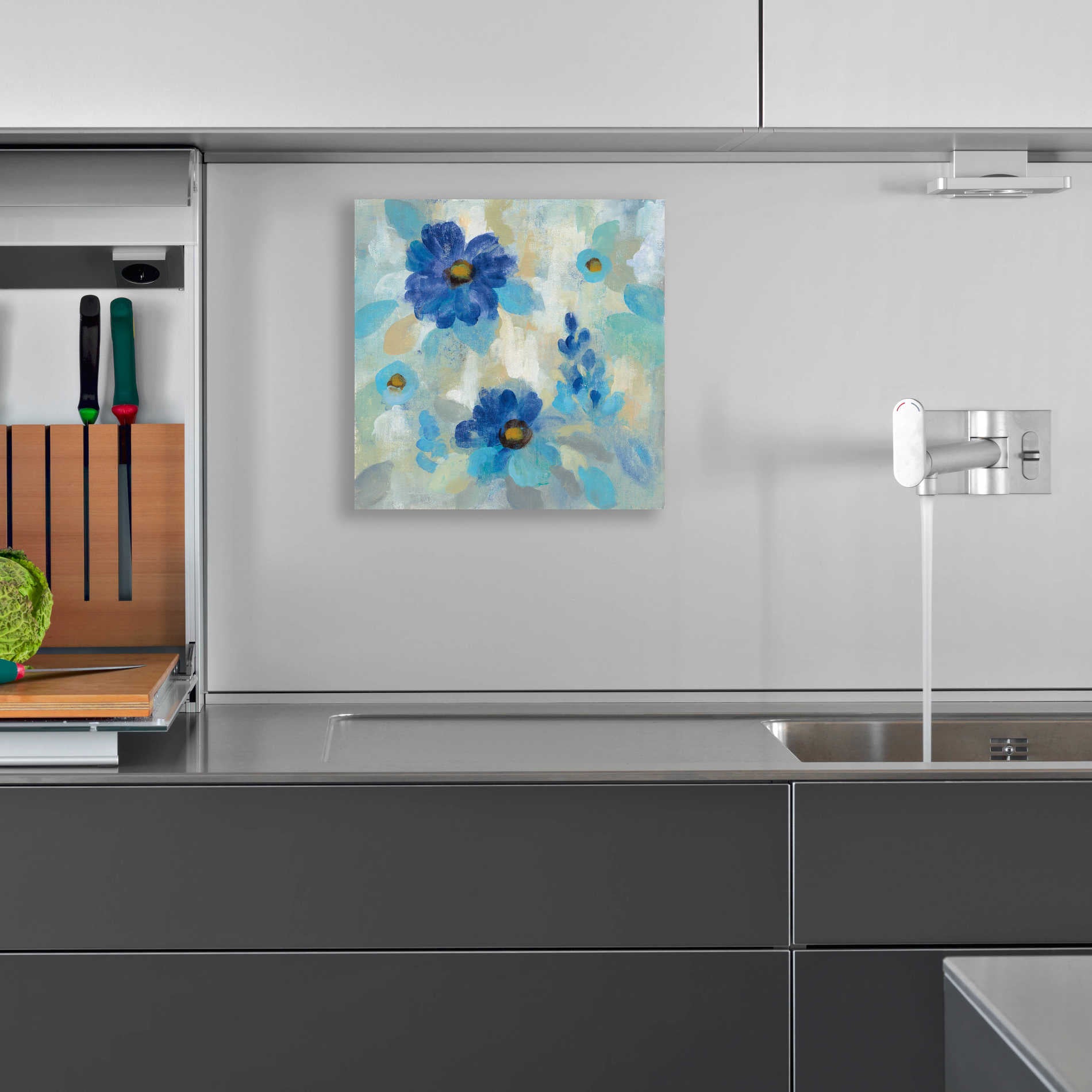 Epic Art 'Blue Flowers Whisper II' by Silvia Vassileva, Acrylic Glass Wall Art,12x12