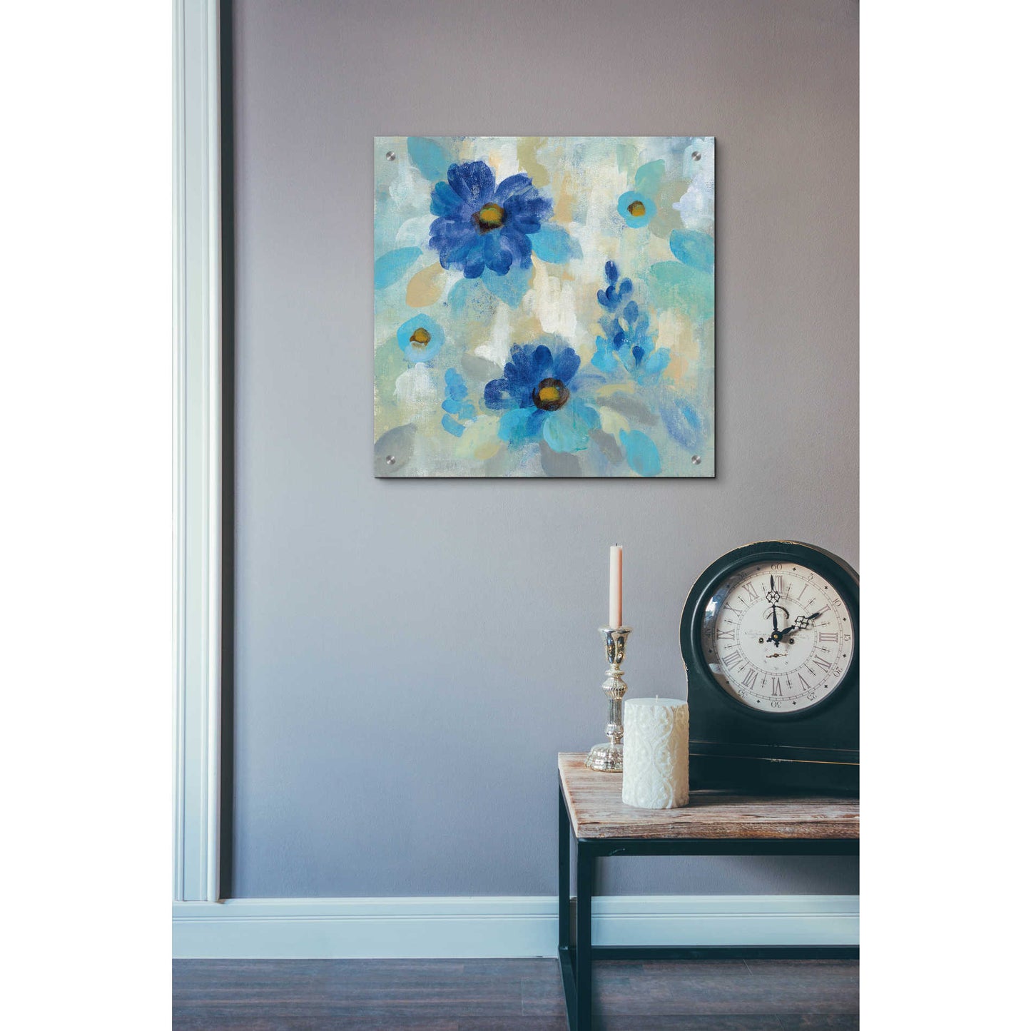 Epic Art 'Blue Flowers Whisper II' by Silvia Vassileva, Acrylic Glass Wall Art,24x24