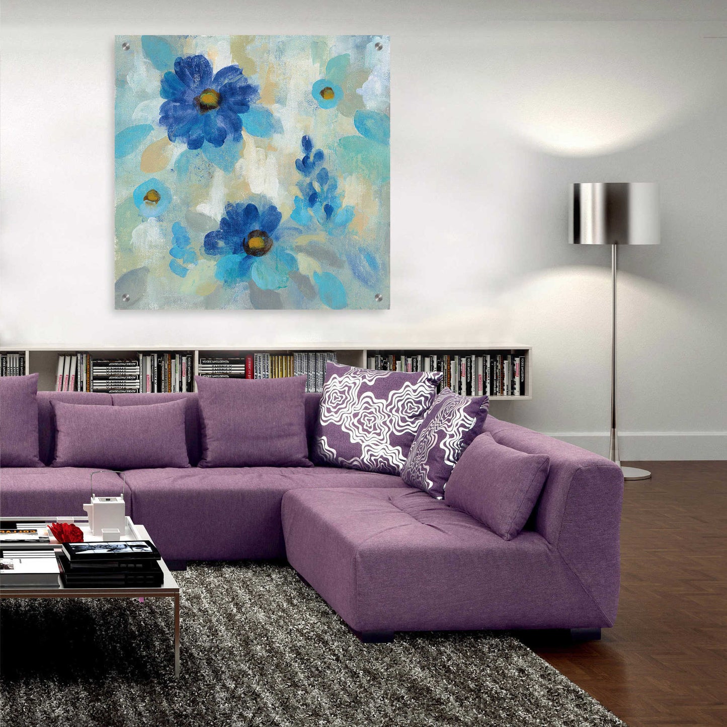 Epic Art 'Blue Flowers Whisper II' by Silvia Vassileva, Acrylic Glass Wall Art,36x36