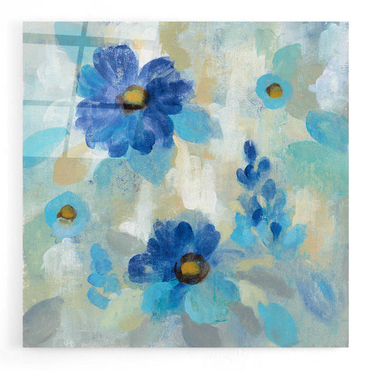 Epic Art 'Blue Flowers Whisper II' by Silvia Vassileva, Acrylic Glass Wall Art