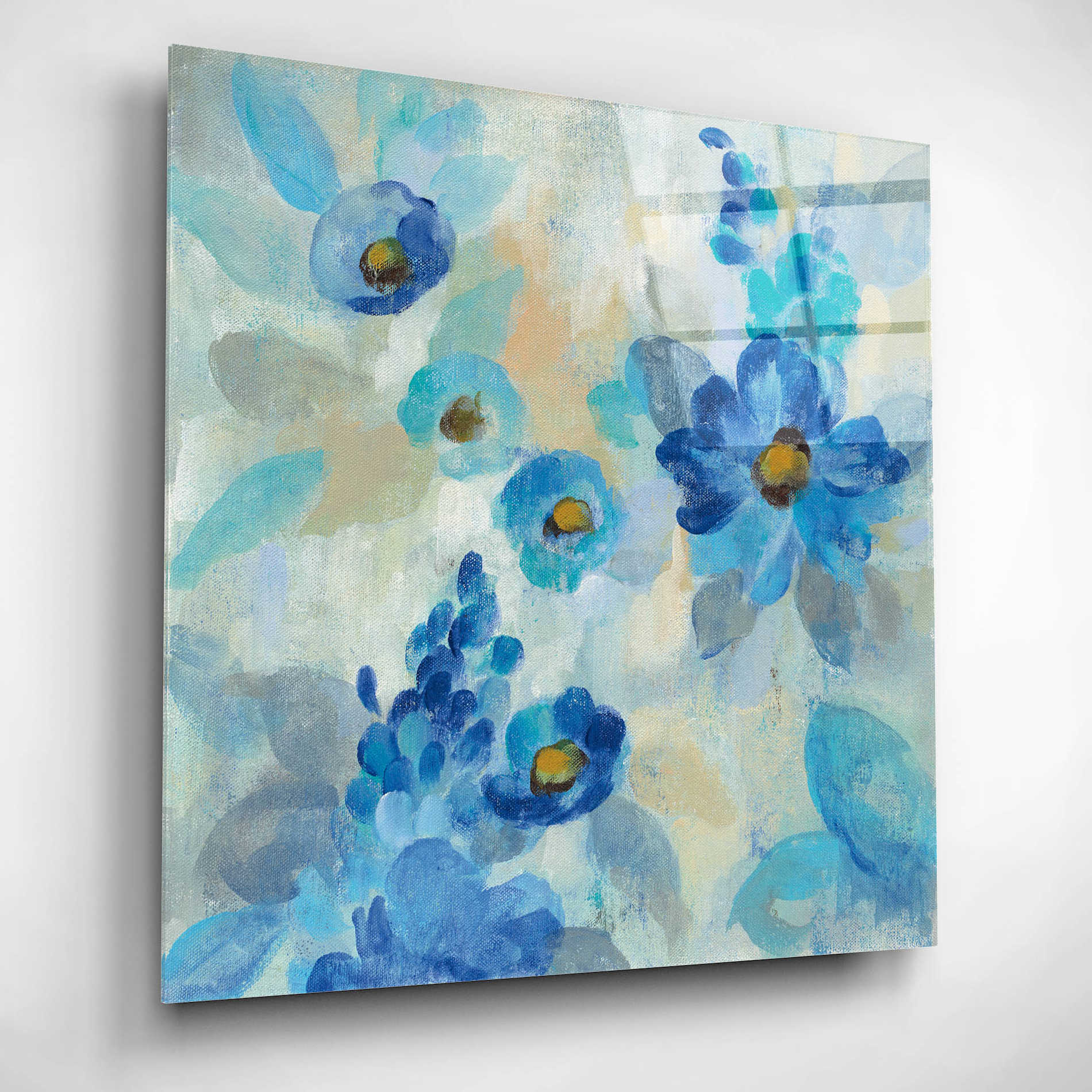 Epic Art 'Blue Flowers Whisper III' by Silvia Vassileva, Acrylic Glass Wall Art,12x12