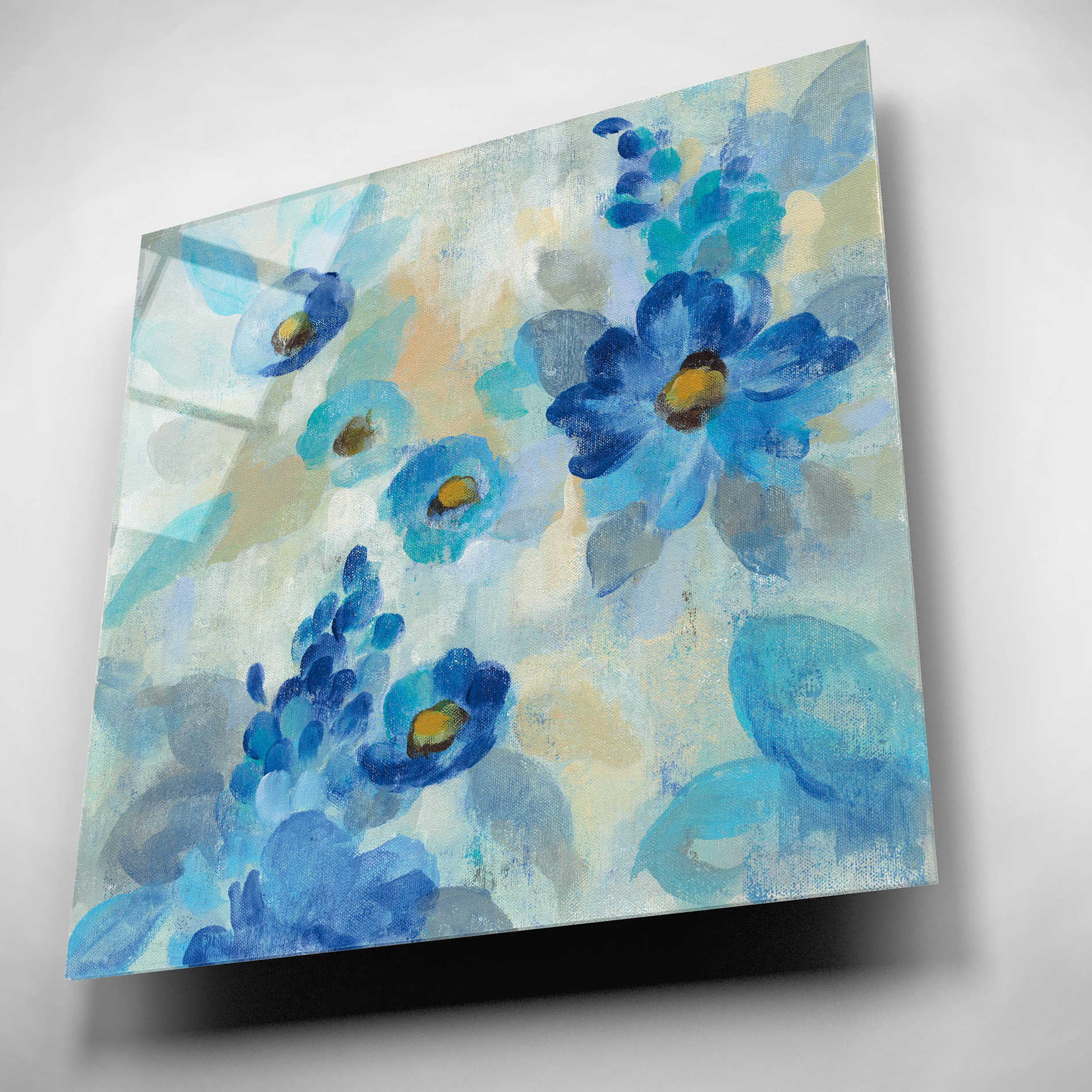 Epic Art 'Blue Flowers Whisper III' by Silvia Vassileva, Acrylic Glass Wall Art,12x12
