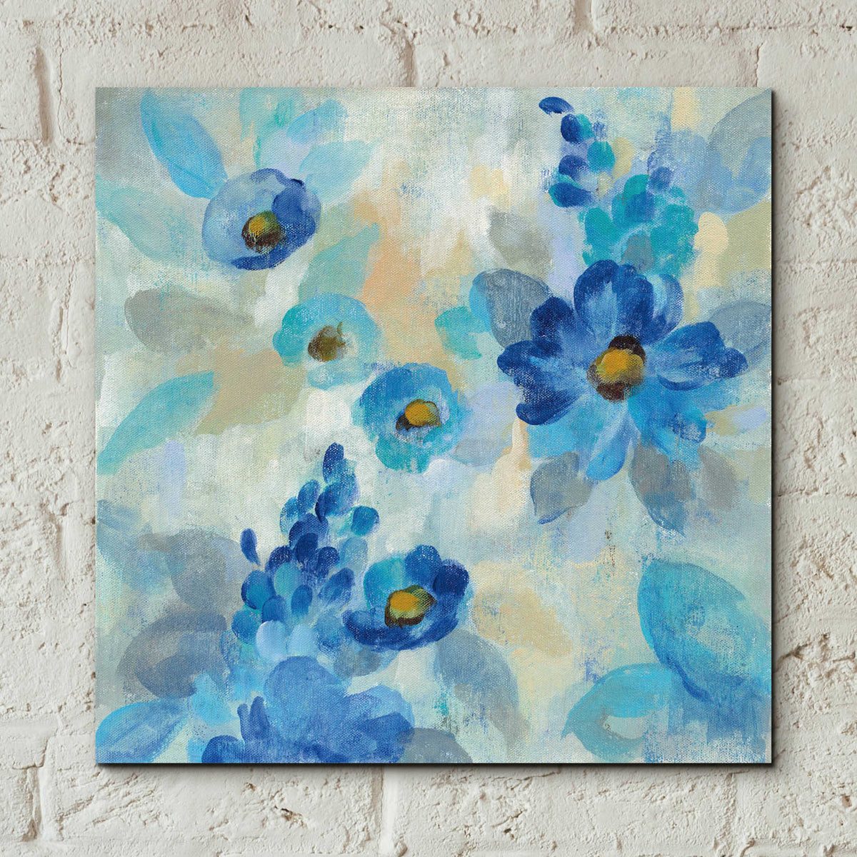 Epic Art 'Blue Flowers Whisper III' by Silvia Vassileva, Acrylic Glass Wall Art,12x12