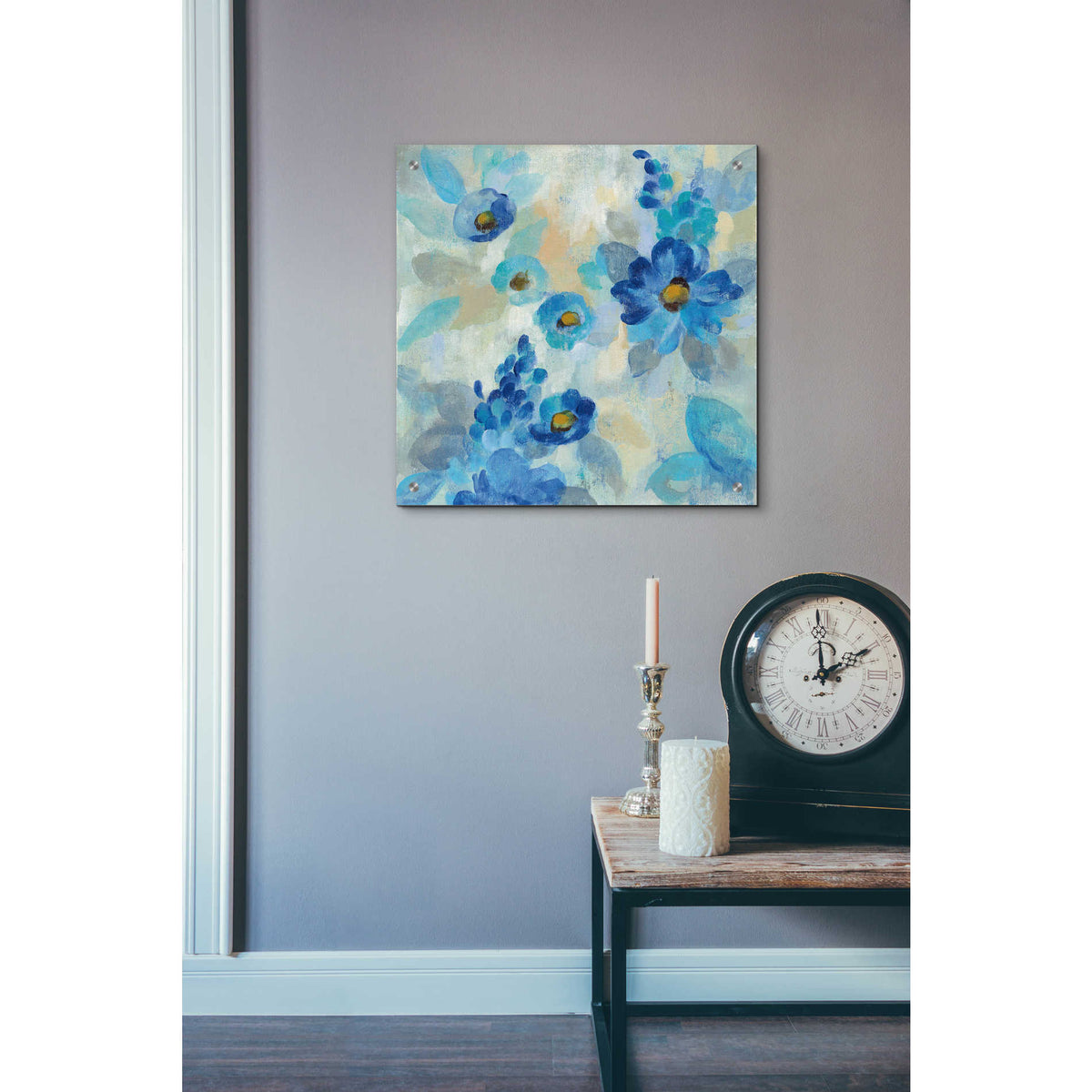 Epic Art 'Blue Flowers Whisper III' by Silvia Vassileva, Acrylic Glass Wall Art,24x24