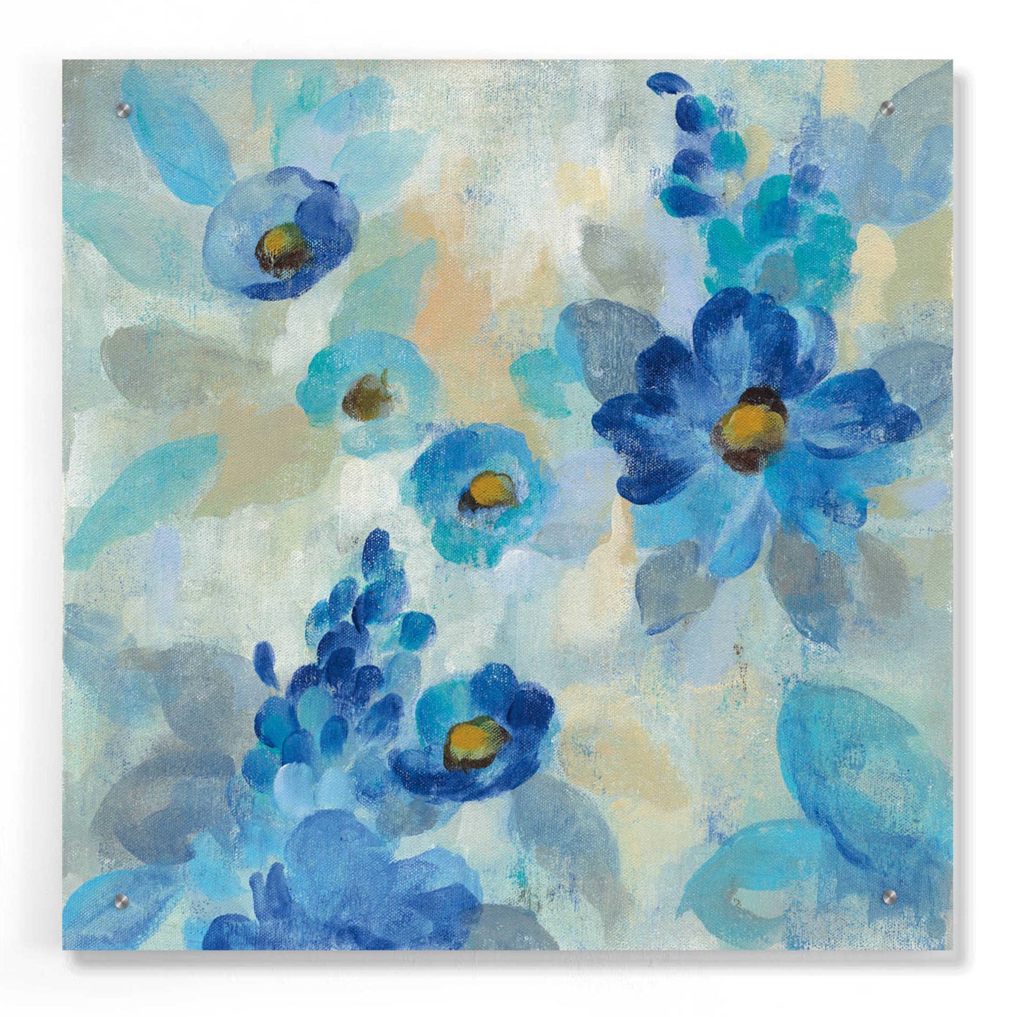 Epic Art 'Blue Flowers Whisper III' by Silvia Vassileva, Acrylic Glass Wall Art,24x24