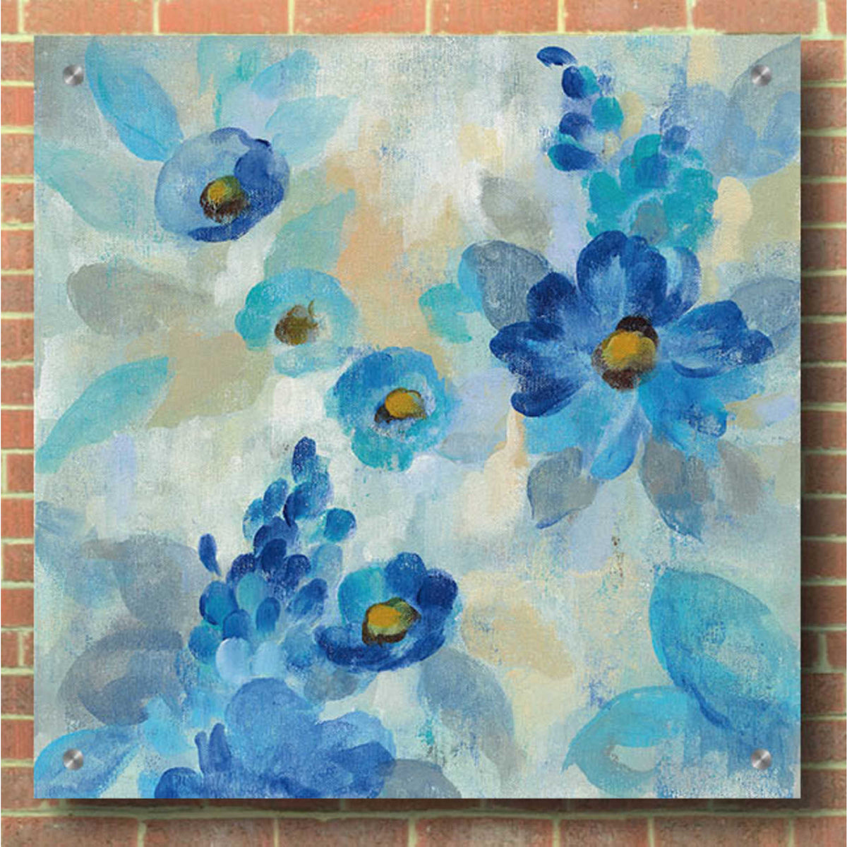Epic Art 'Blue Flowers Whisper III' by Silvia Vassileva, Acrylic Glass Wall Art,36x36