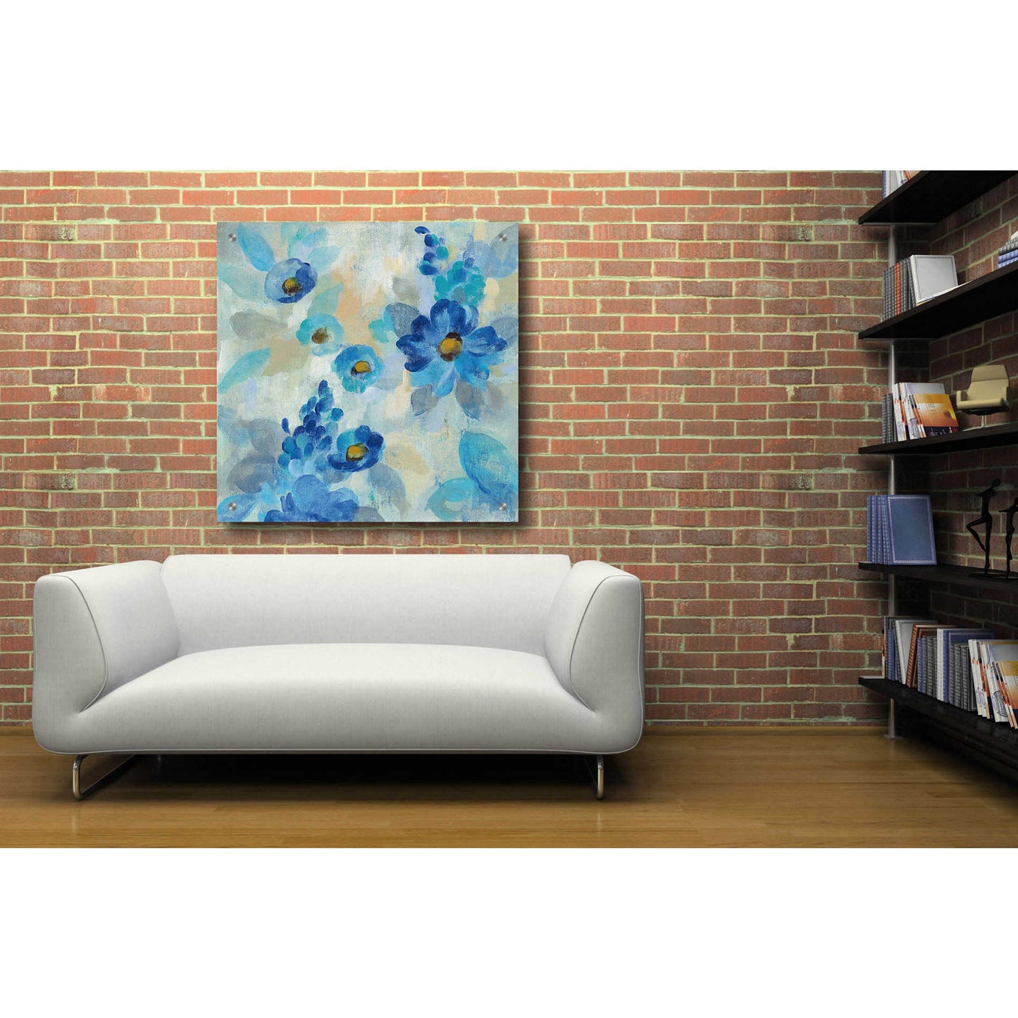 Epic Art 'Blue Flowers Whisper III' by Silvia Vassileva, Acrylic Glass Wall Art,36x36