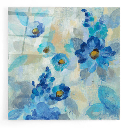 Epic Art 'Blue Flowers Whisper III' by Silvia Vassileva, Acrylic Glass Wall Art