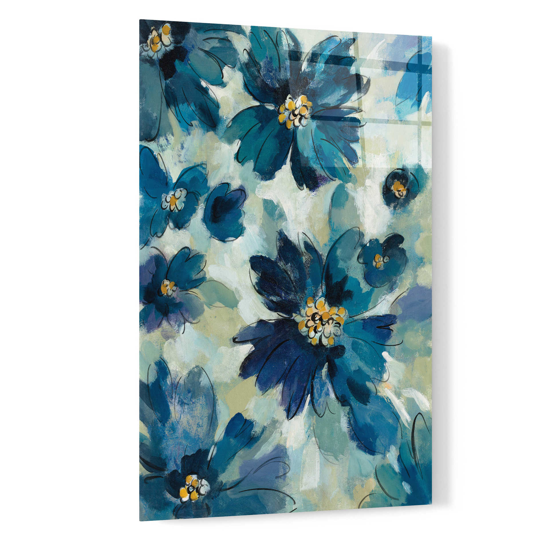 Epic Art 'Inky Floral I' by Silvia Vassileva, Acrylic Glass Wall Art,16x24