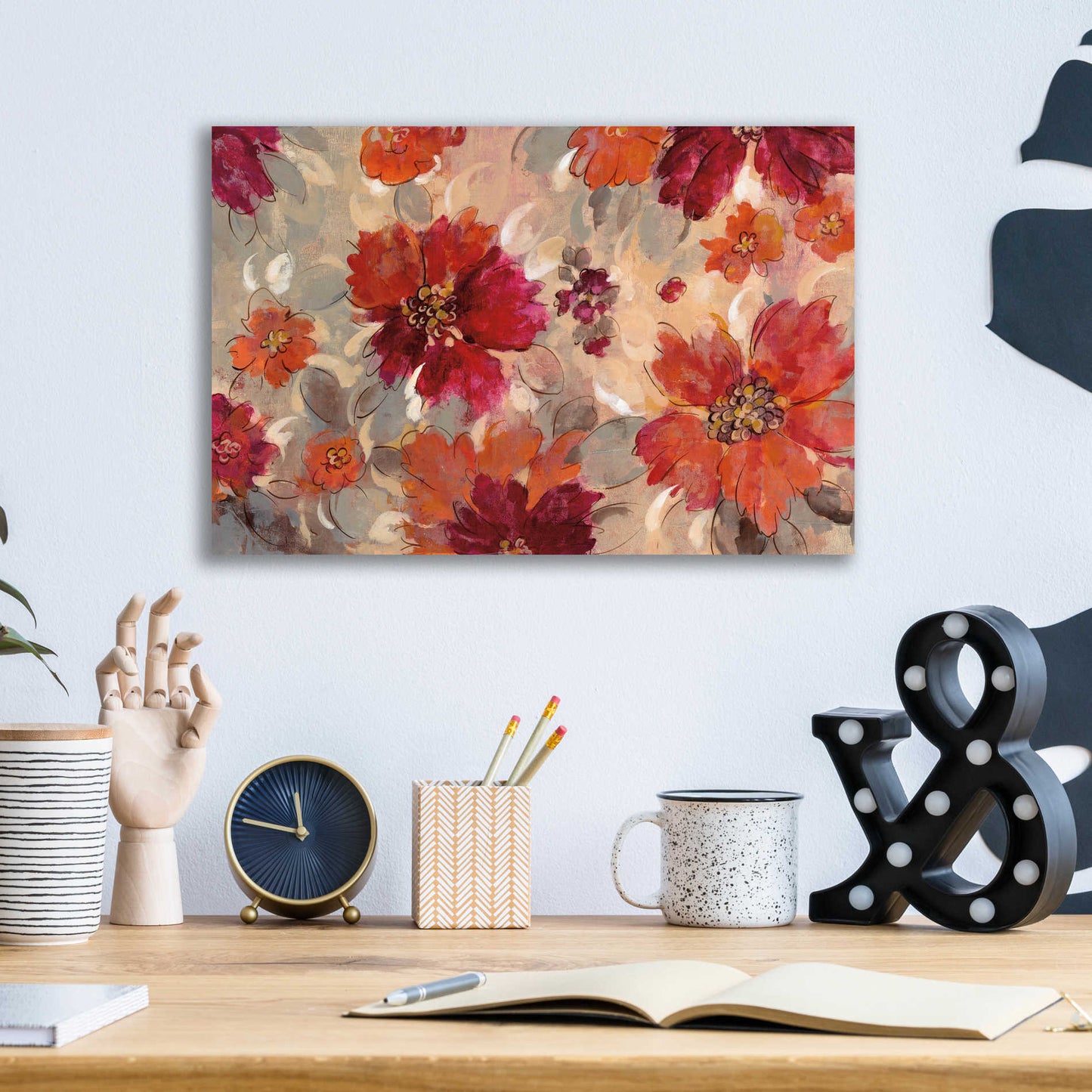 Epic Art 'Magenta and Coral Floral' by Silvia Vassileva, Acrylic Glass Wall Art,16x12