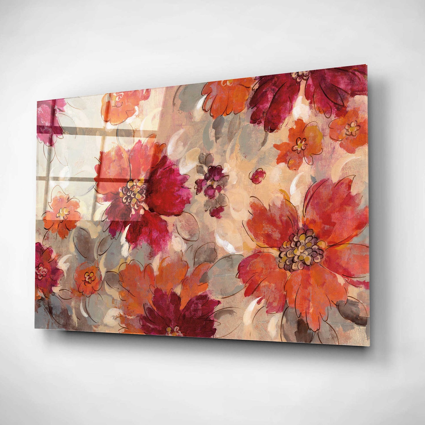 Epic Art 'Magenta and Coral Floral' by Silvia Vassileva, Acrylic Glass Wall Art,24x16