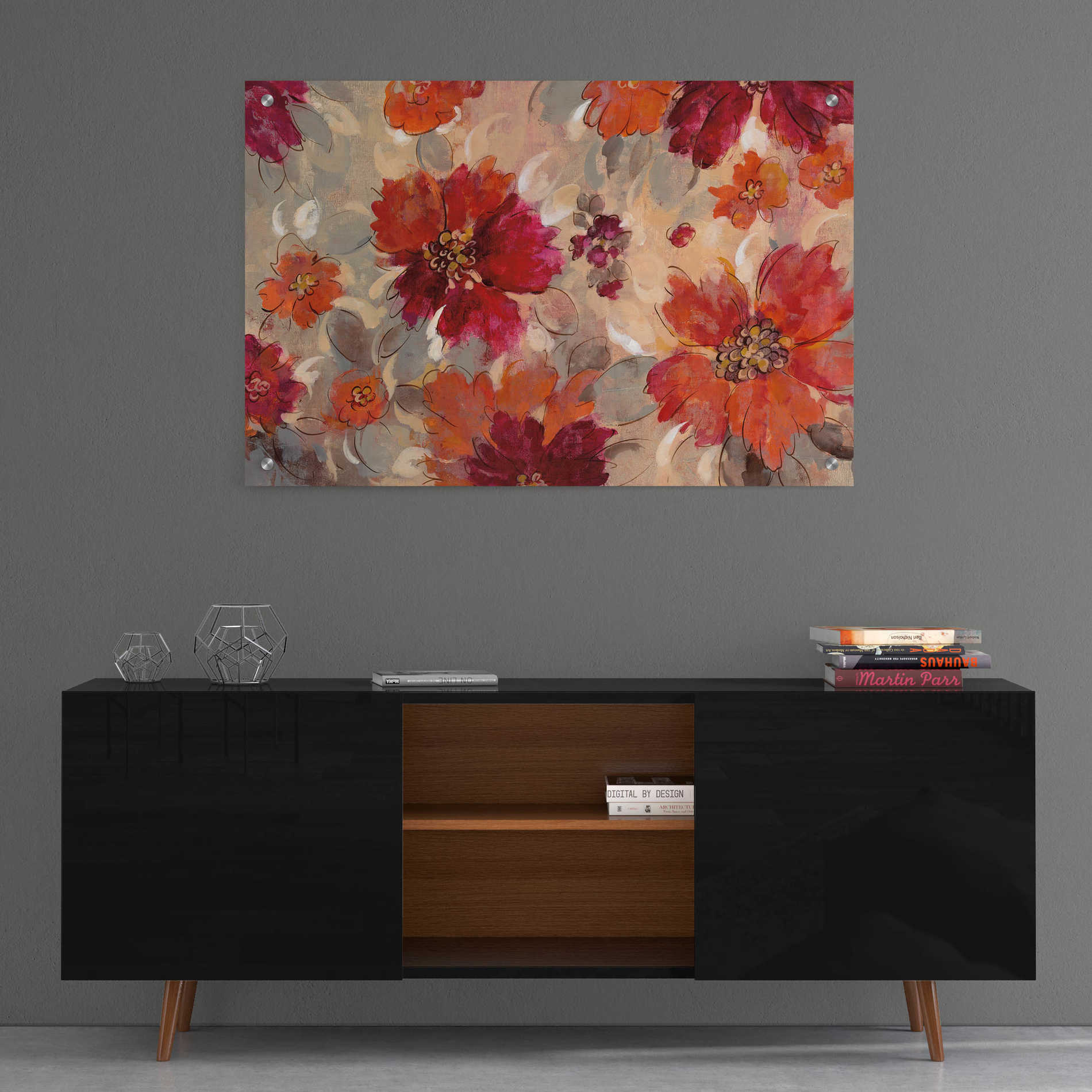 Epic Art 'Magenta and Coral Floral' by Silvia Vassileva, Acrylic Glass Wall Art,36x24