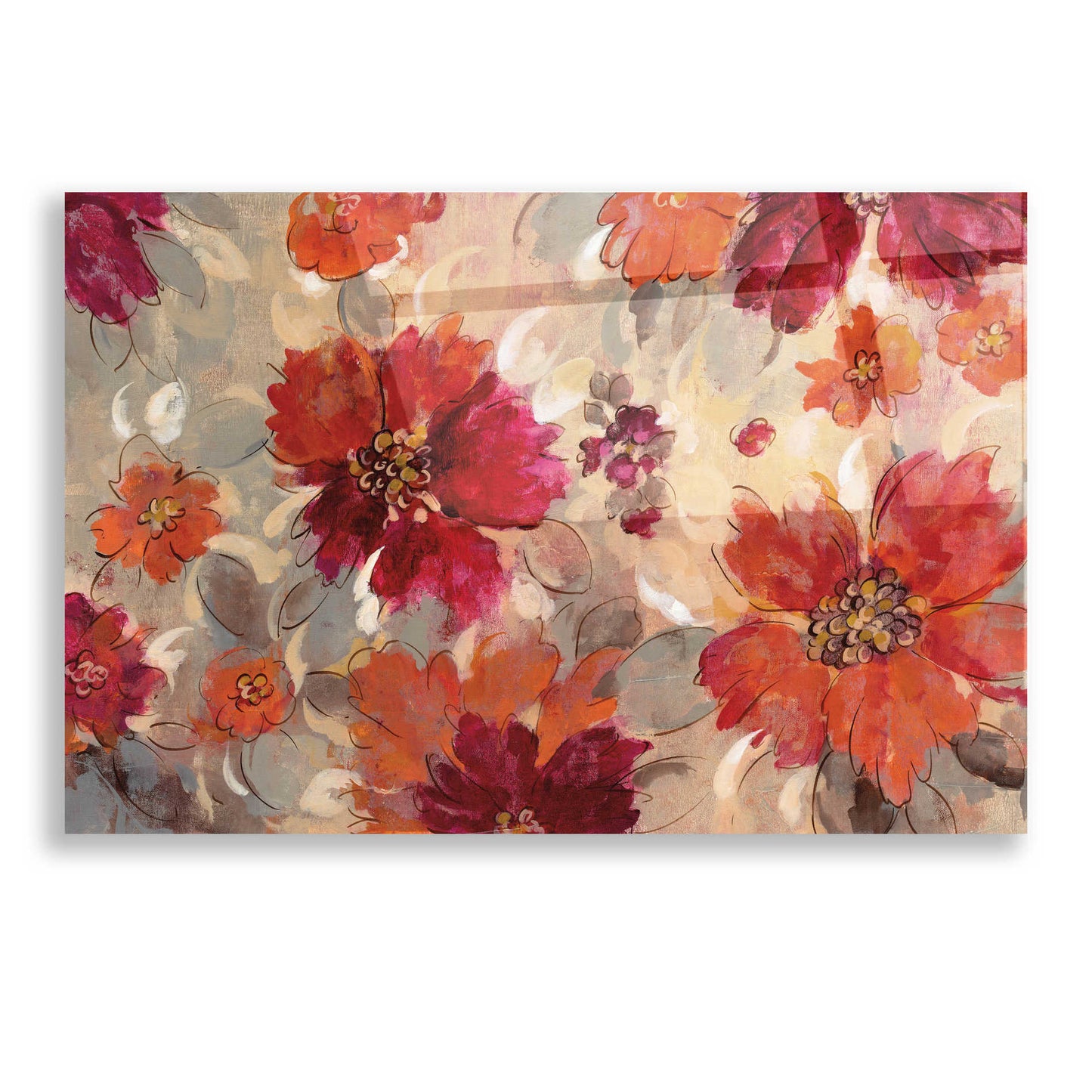 Epic Art 'Magenta and Coral Floral' by Silvia Vassileva, Acrylic Glass Wall Art