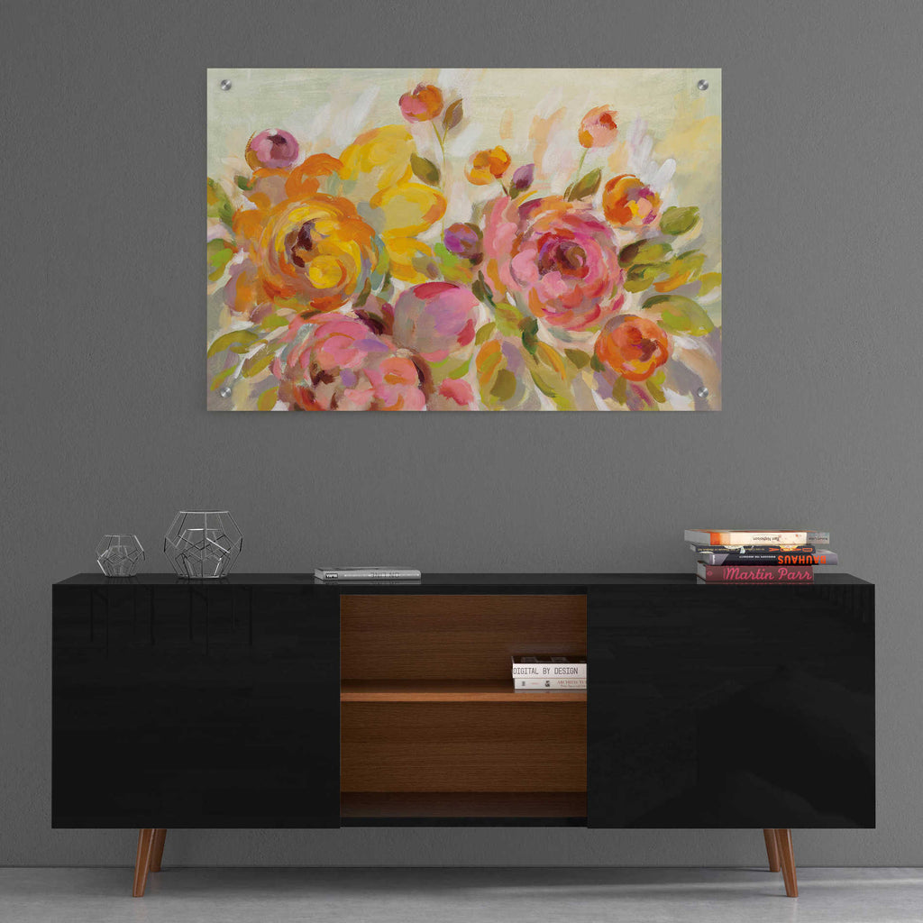 Epic Art 'Brushy Peonies' by Silvia Vassileva, Acrylic Glass Wall Art,36x24