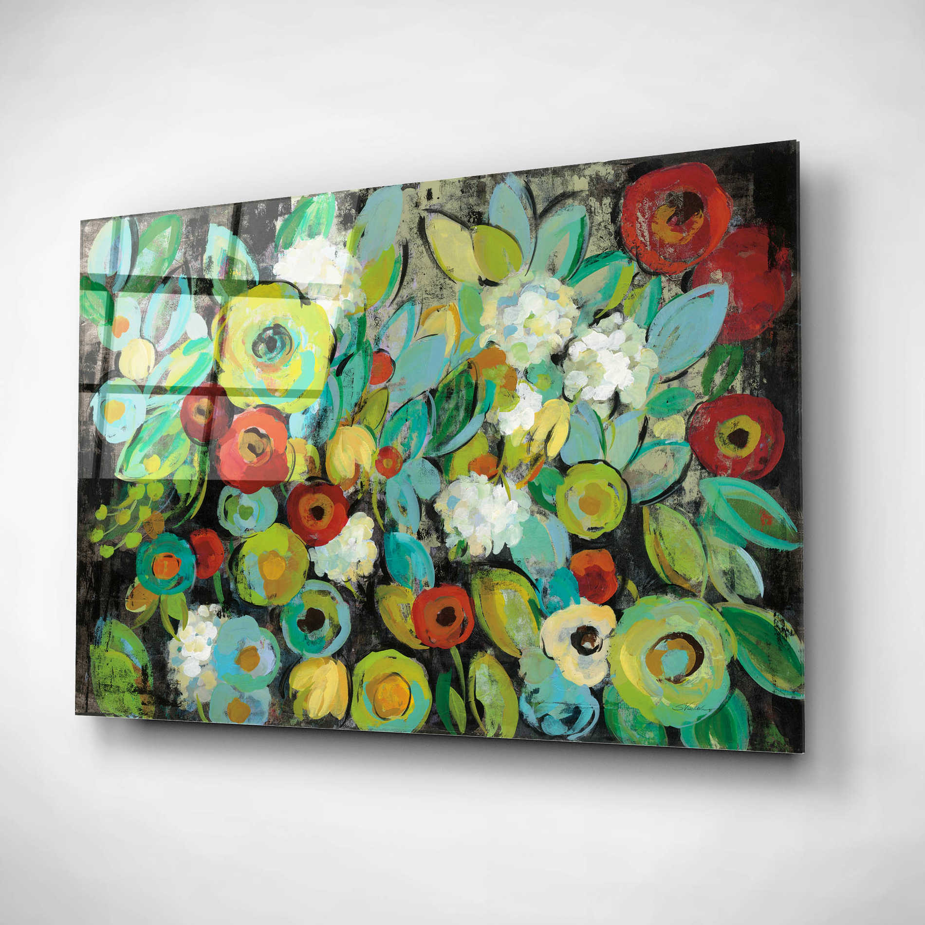 Epic Art 'Fiesta Floral Flipped' by Silvia Vassileva, Acrylic Glass Wall Art,16x12