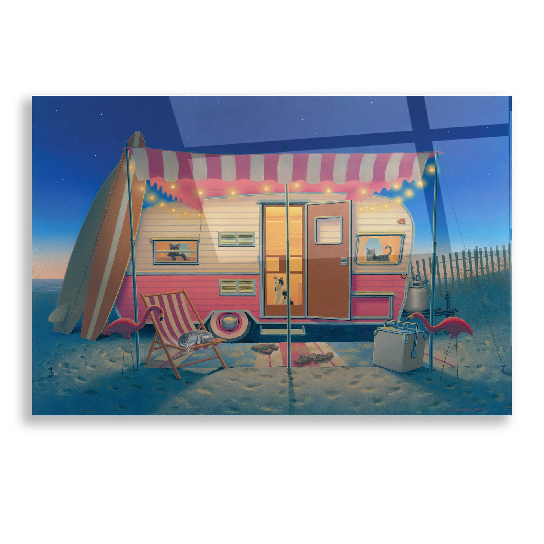 Epic Art 'Happy Campers' by Richard Courtney, Acrylic Glass Wall Art,16x12