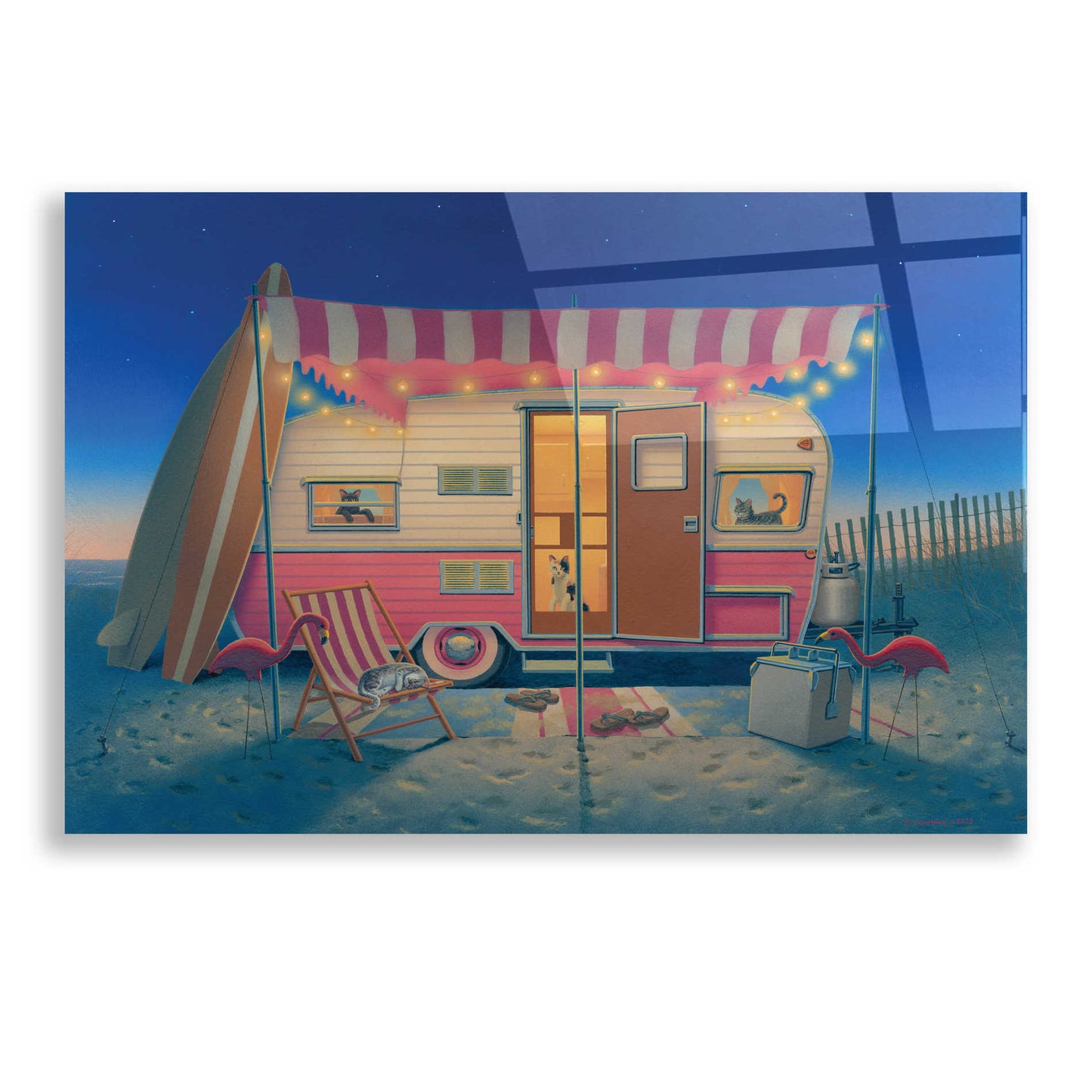 Epic Art 'Happy Campers' by Richard Courtney, Acrylic Glass Wall Art,24x16