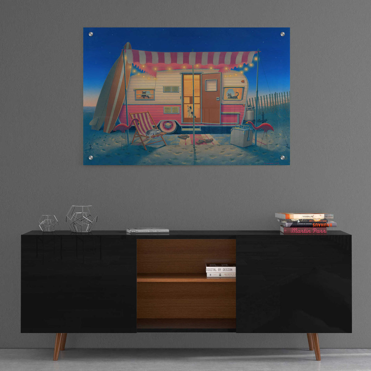 Epic Art 'Happy Campers' by Richard Courtney, Acrylic Glass Wall Art,36x24