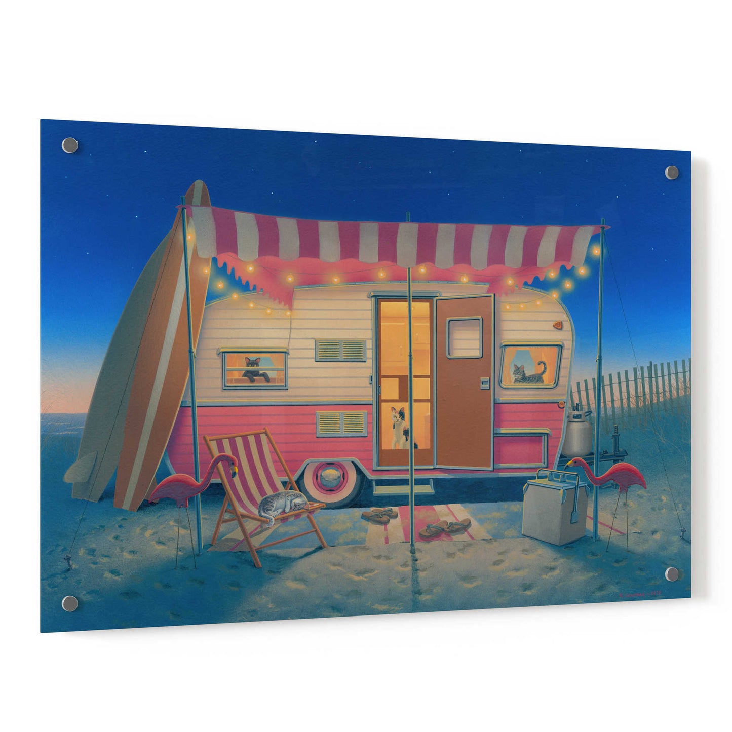 Epic Art 'Happy Campers' by Richard Courtney, Acrylic Glass Wall Art,36x24