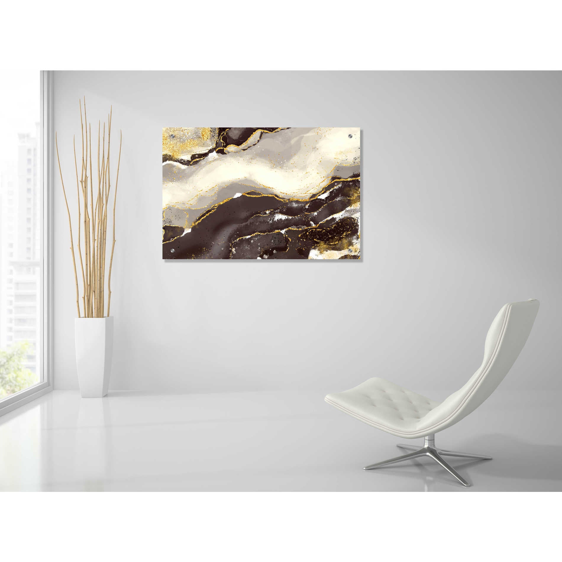 Epic Art 'Bisque Glimmer' by Delores Naskrent, Acrylic Glass Wall Art,36x24