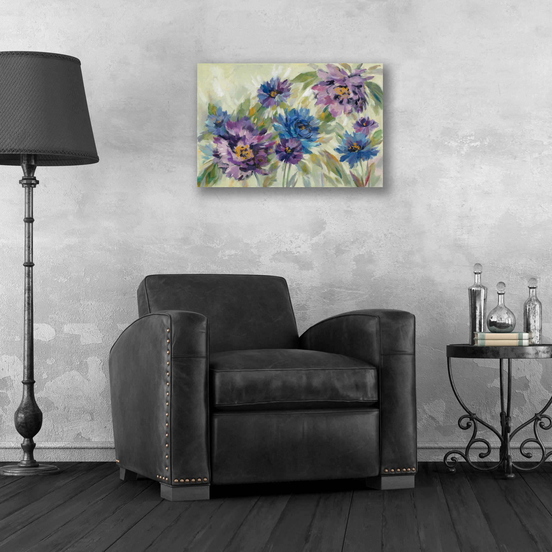 Epic Art 'Bold Blue and Lavender Flowers' by Silvia Vassileva, Acrylic Glass Wall Art,24x16