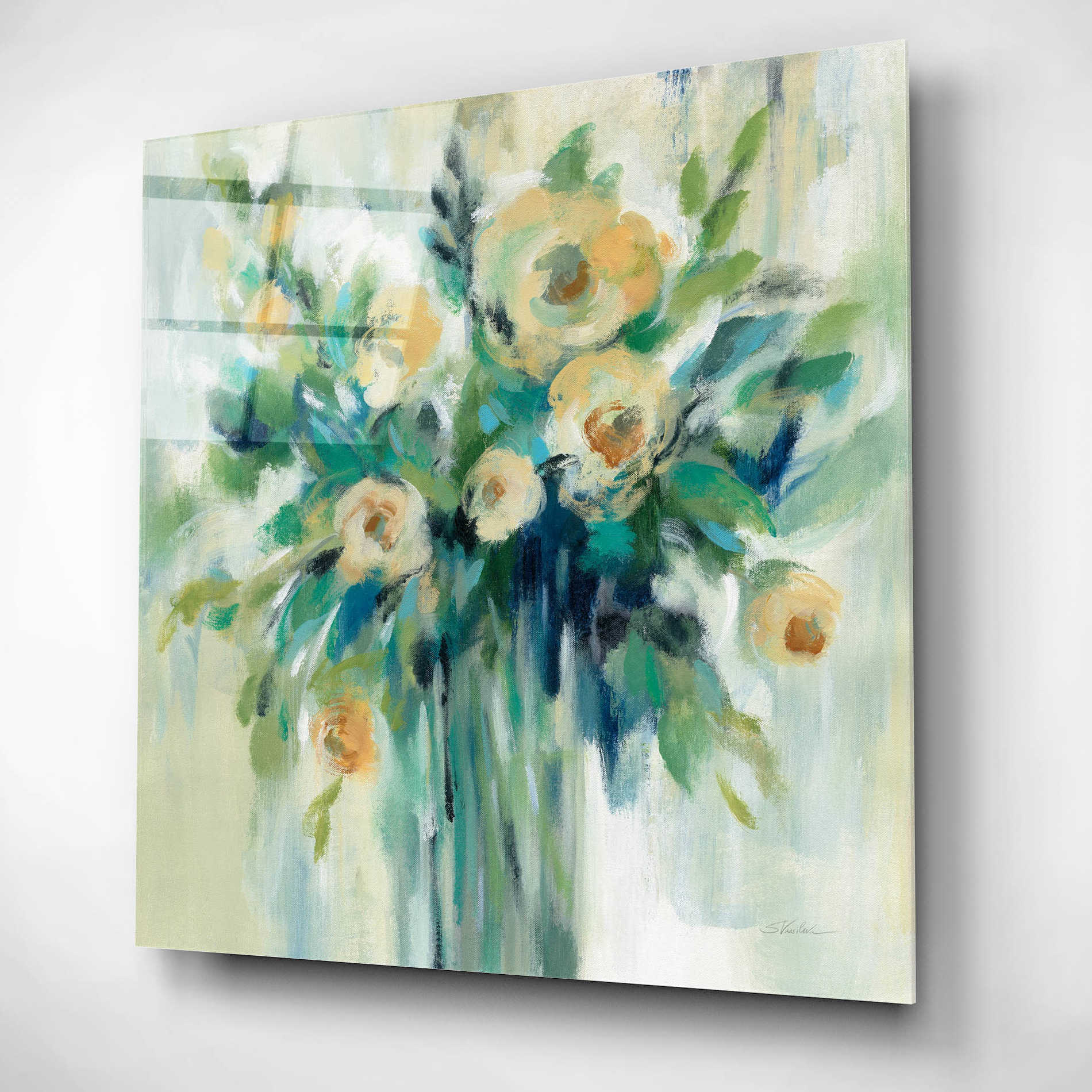 Epic Art 'Vase of Flowers' by Silvia Vassileva, Acrylic Glass Wall Art,12x12