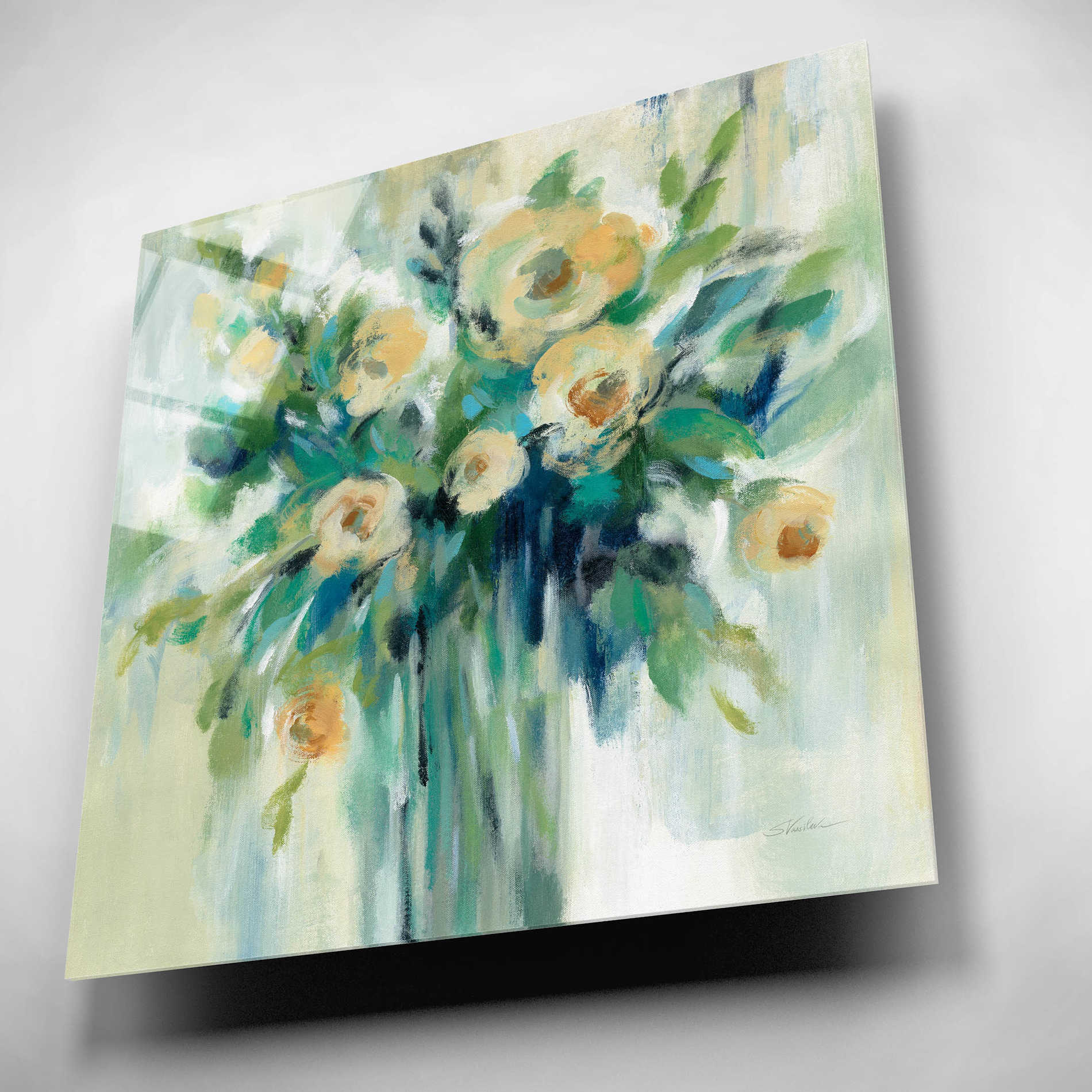 Epic Art 'Vase of Flowers' by Silvia Vassileva, Acrylic Glass Wall Art,12x12