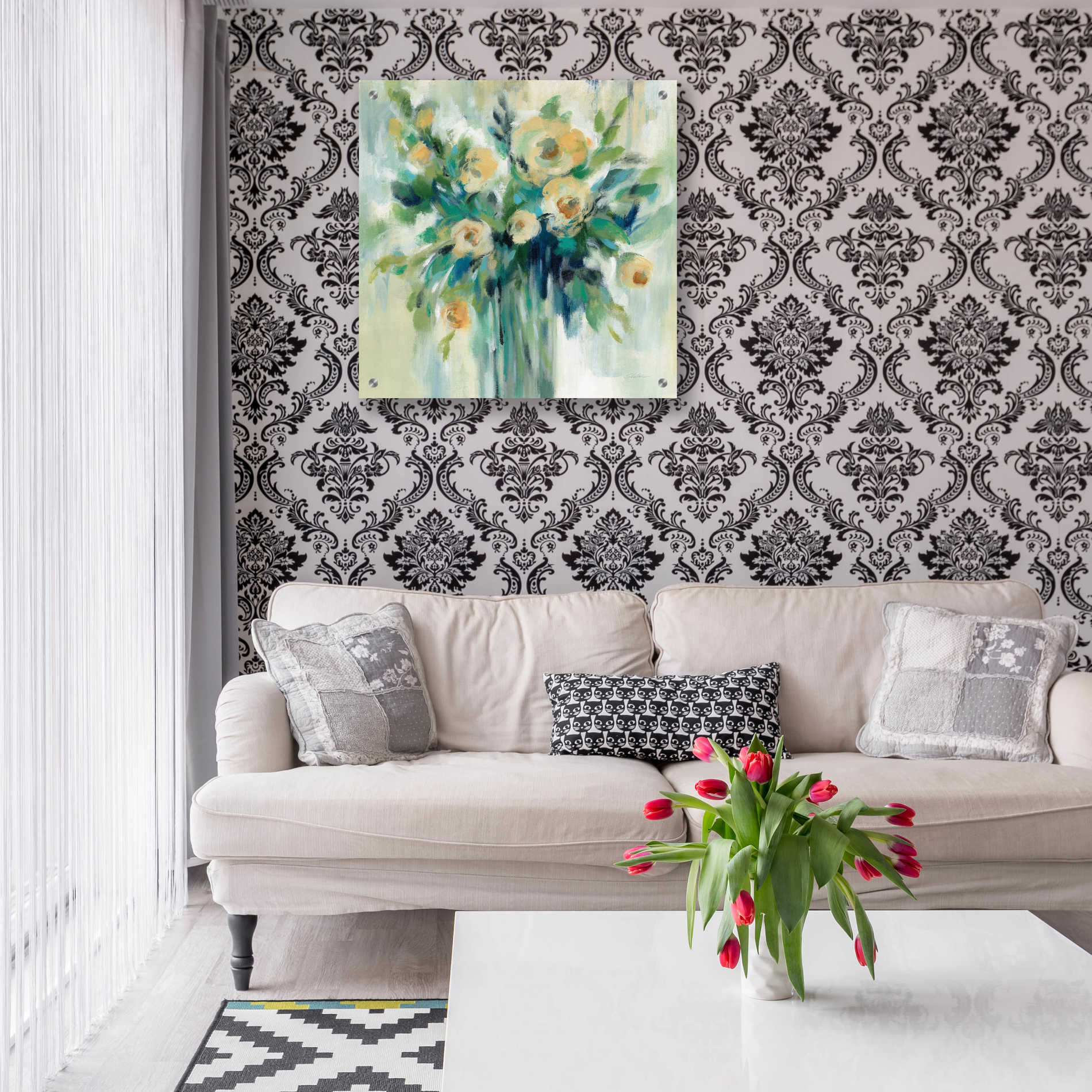 Epic Art 'Vase of Flowers' by Silvia Vassileva, Acrylic Glass Wall Art,24x24