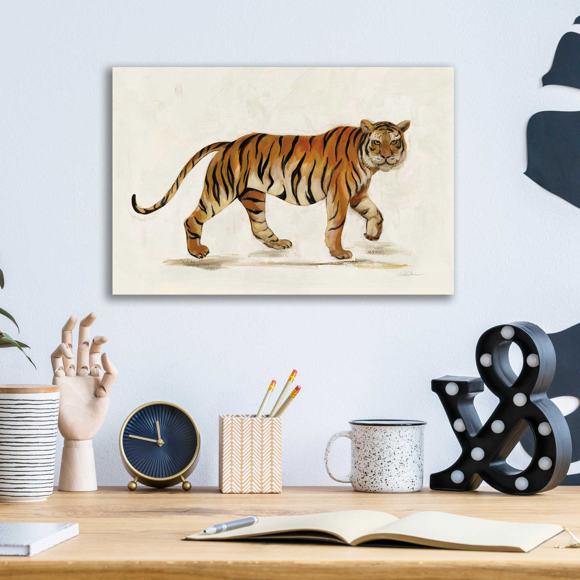 Epic Art 'Walking Tiger Light' by Silvia Vassileva, Acrylic Glass Wall Art,16x12