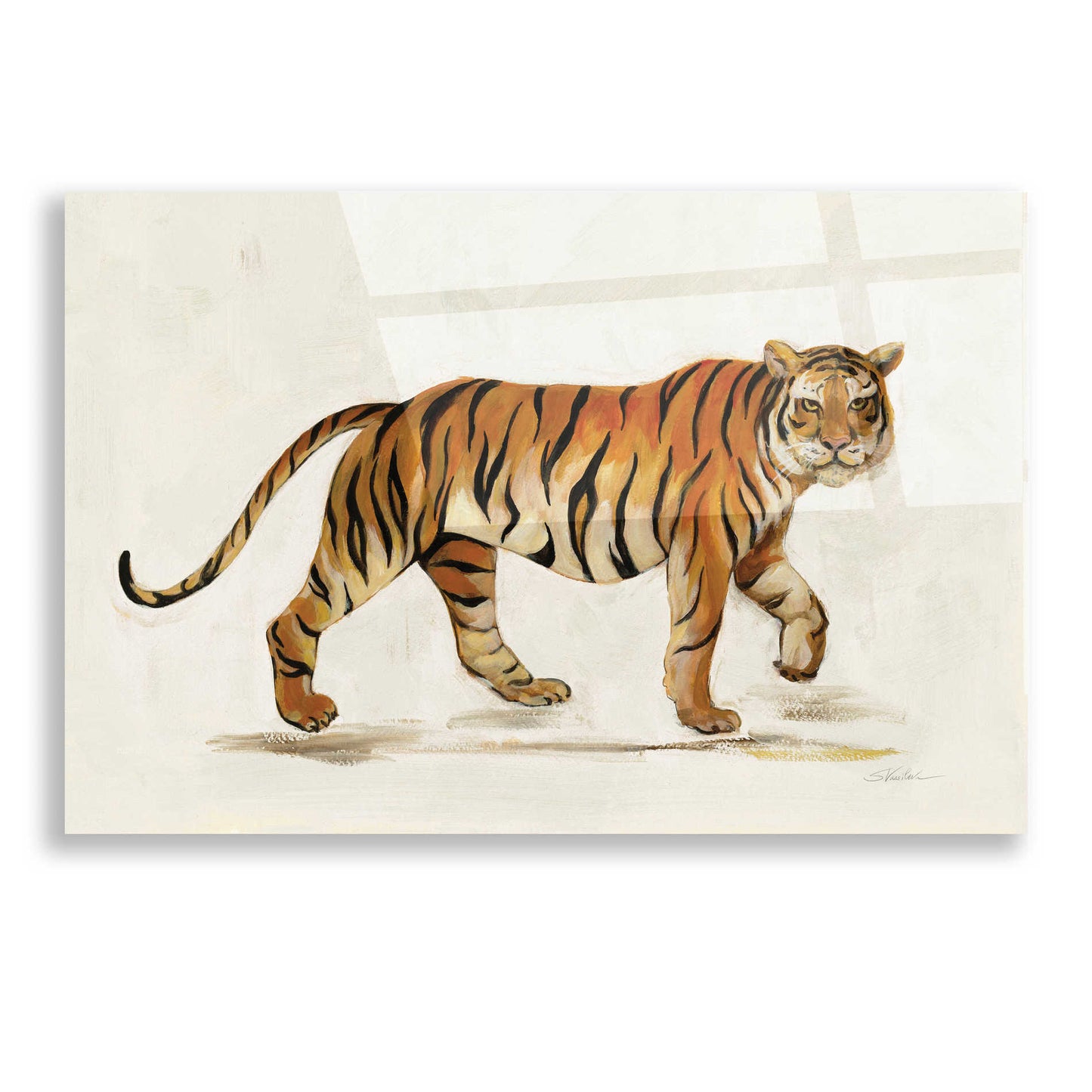 Epic Art 'Walking Tiger Light' by Silvia Vassileva, Acrylic Glass Wall Art,16x12