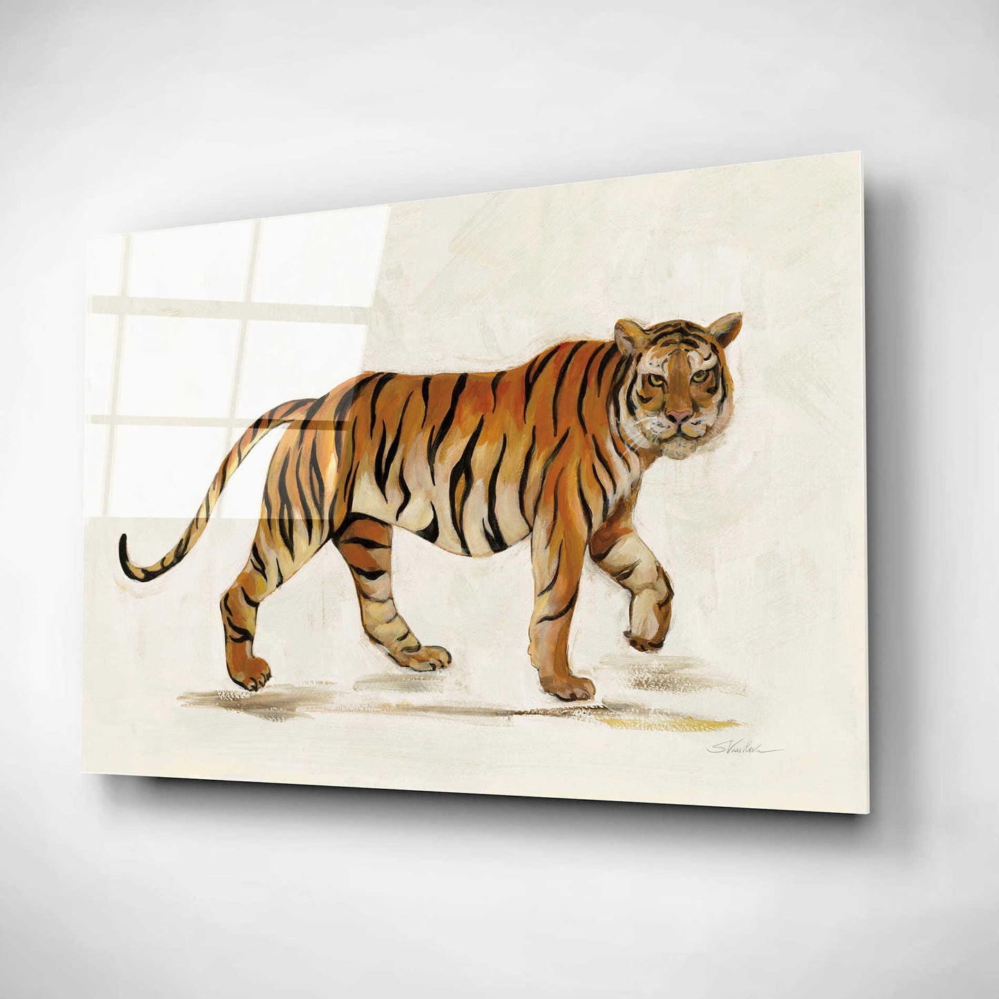 Epic Art 'Walking Tiger Light' by Silvia Vassileva, Acrylic Glass Wall Art,24x16
