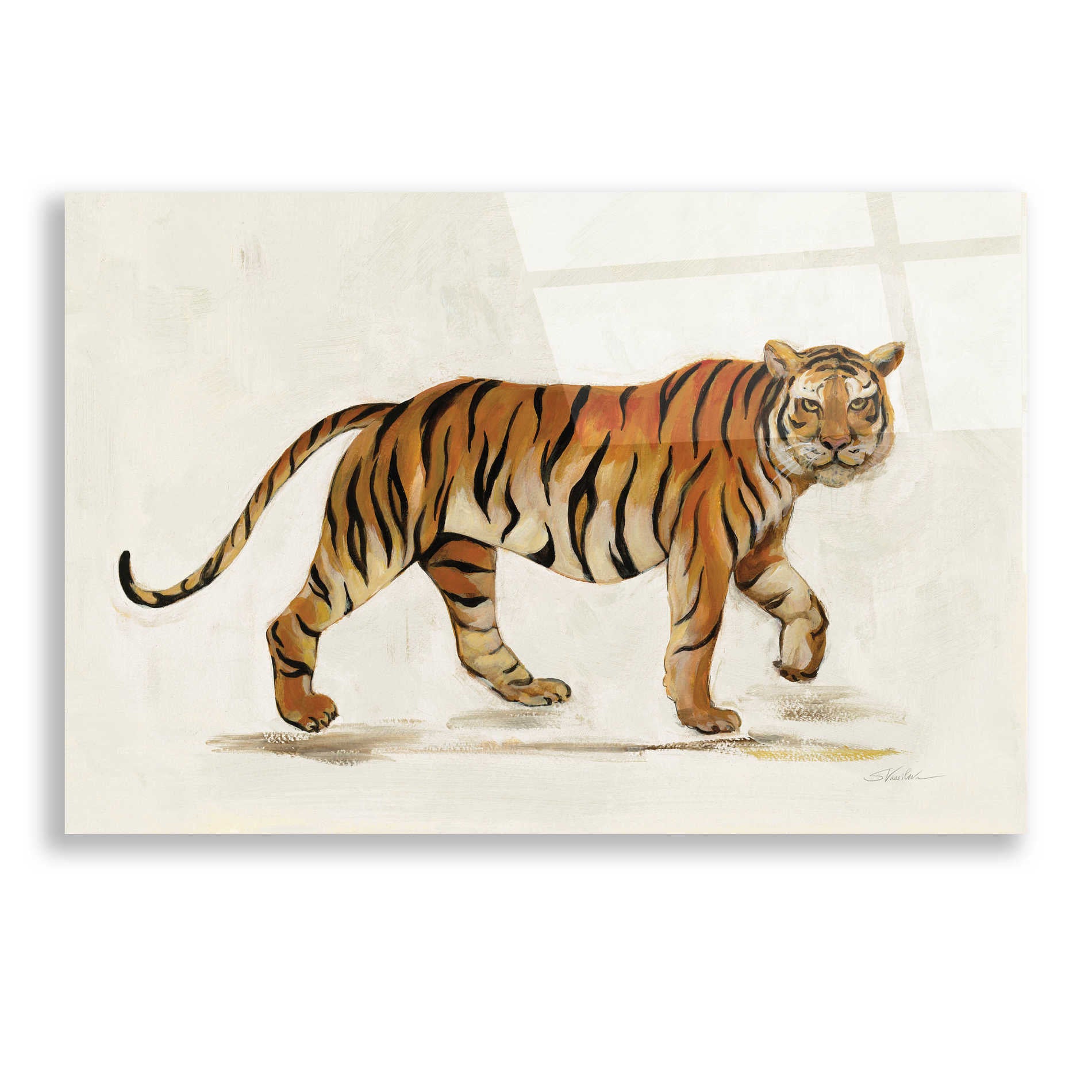 Epic Art 'Walking Tiger Light' by Silvia Vassileva, Acrylic Glass Wall Art,24x16