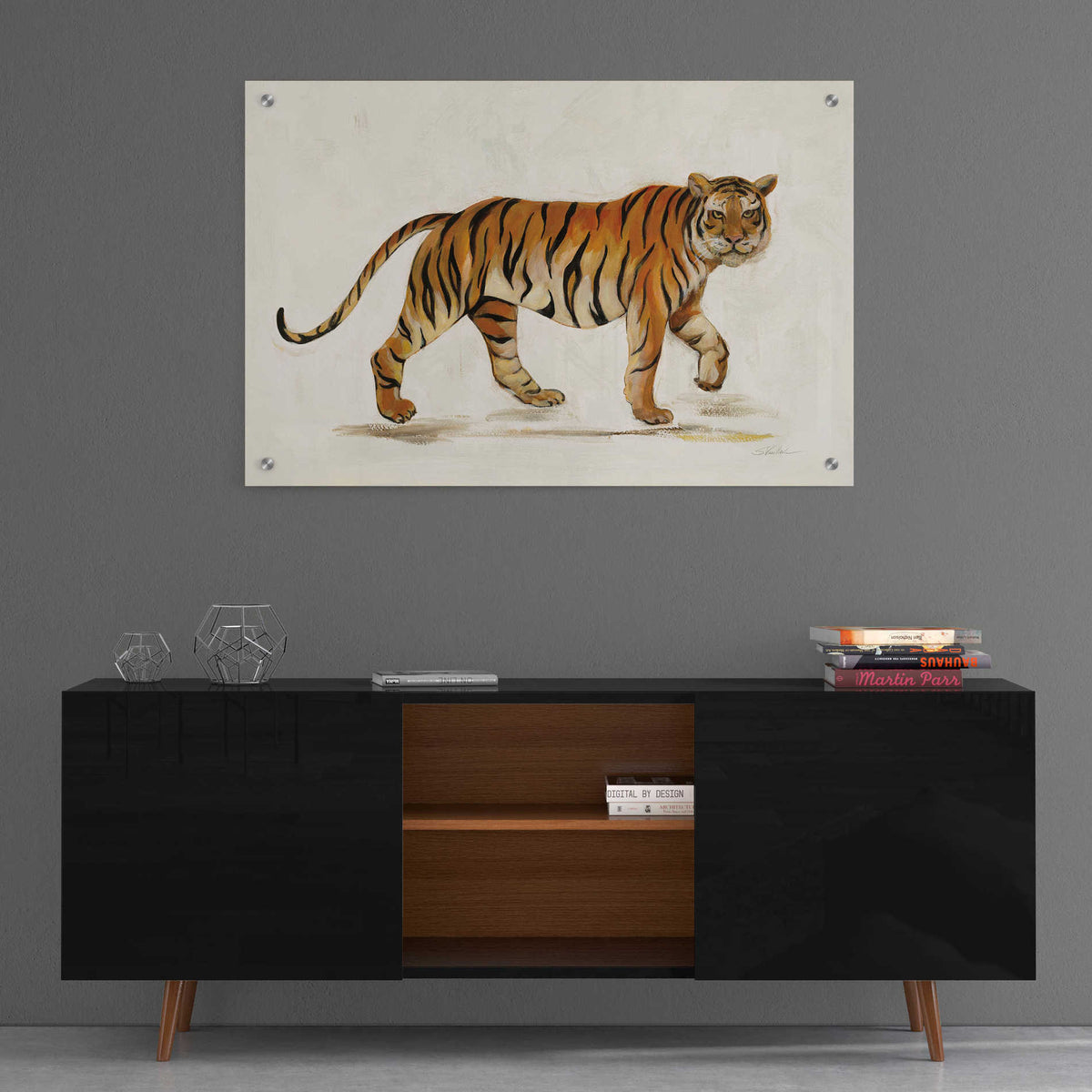 Epic Art 'Walking Tiger Light' by Silvia Vassileva, Acrylic Glass Wall Art,36x24