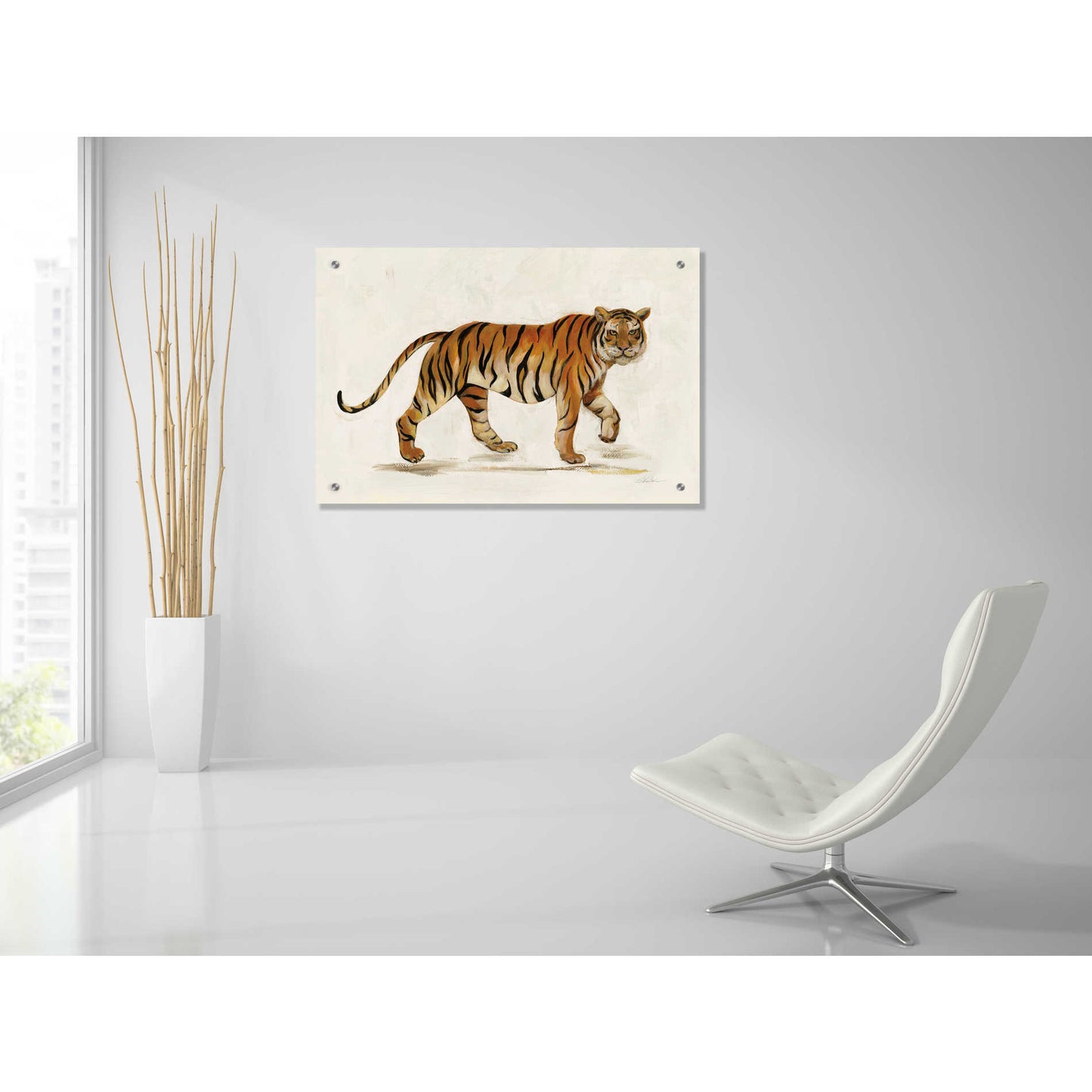 Epic Art 'Walking Tiger Light' by Silvia Vassileva, Acrylic Glass Wall Art,36x24