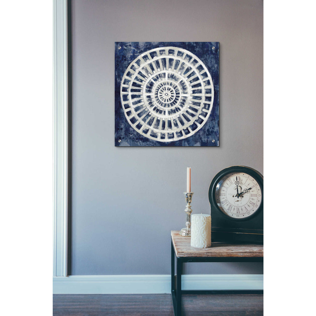 Epic Art 'Blue Textured Medallion' by Silvia Vassileva, Acrylic Glass Wall Art,24x24
