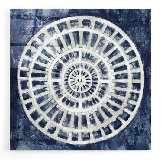 Epic Art 'Blue Textured Medallion' by Silvia Vassileva, Acrylic Glass Wall Art