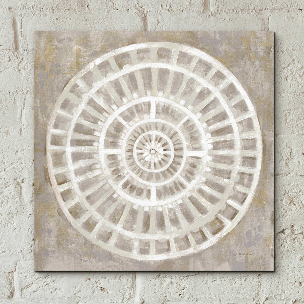 Epic Art 'Neutral Textured Medallion Light' by Silvia Vassileva, Acrylic Glass Wall Art,12x12