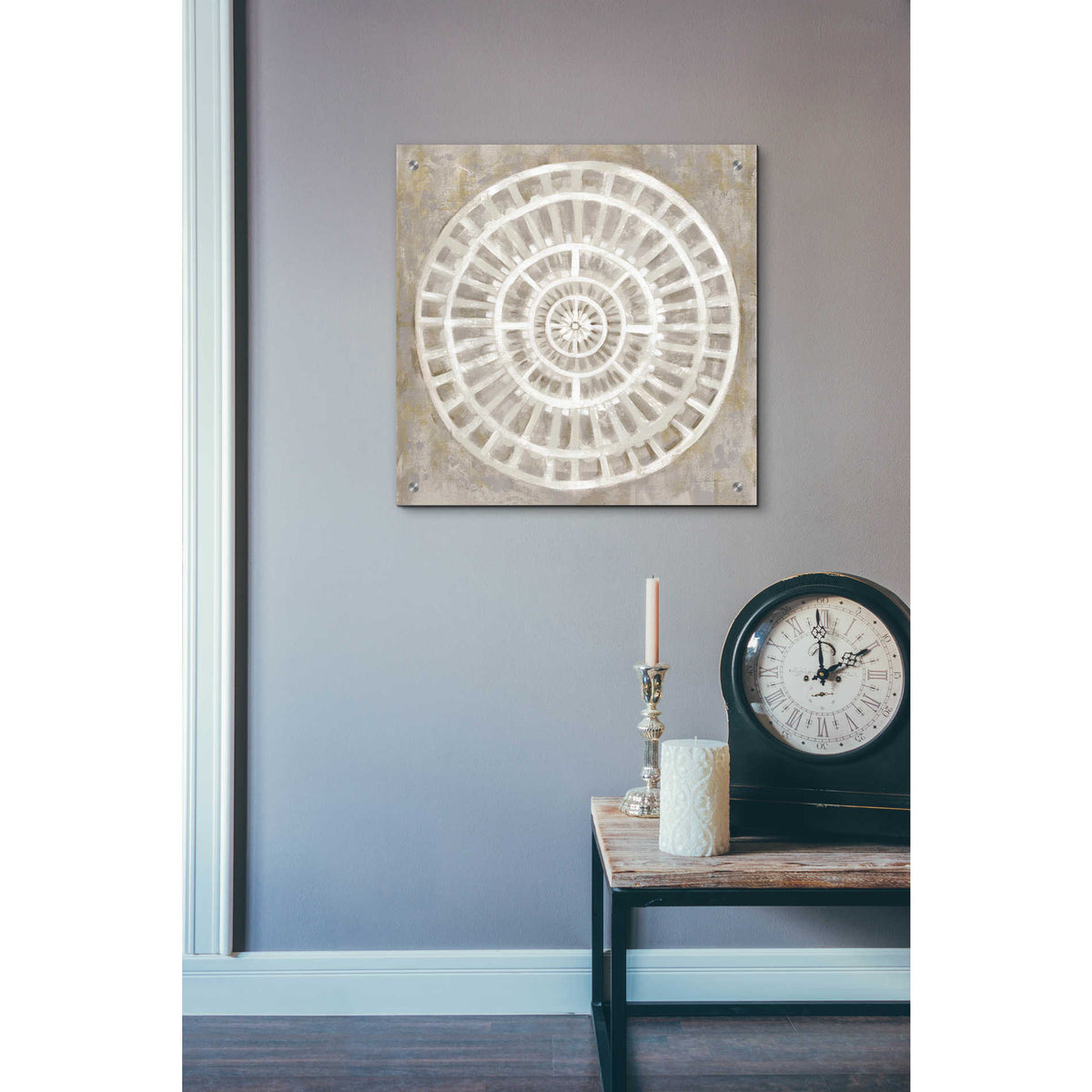 Epic Art 'Neutral Textured Medallion Light' by Silvia Vassileva, Acrylic Glass Wall Art,24x24