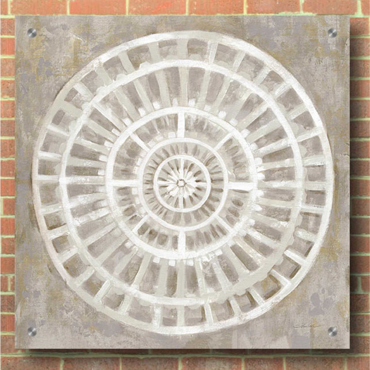 Epic Art 'Neutral Textured Medallion Light' by Silvia Vassileva, Acrylic Glass Wall Art,36x36