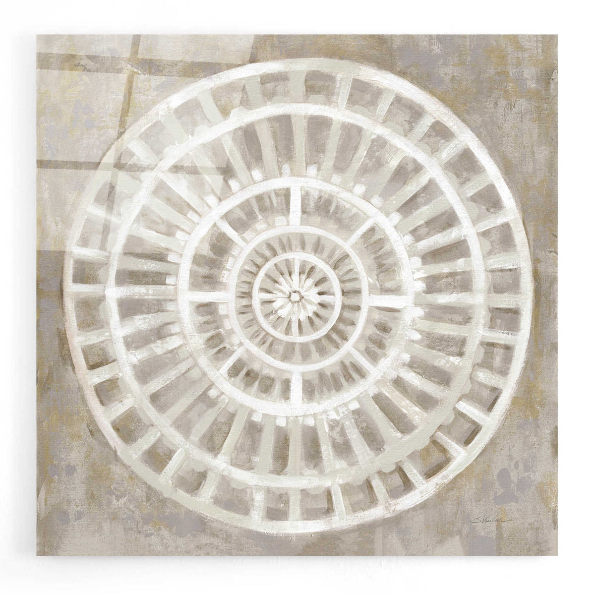 Epic Art 'Neutral Textured Medallion Light' by Silvia Vassileva, Acrylic Glass Wall Art