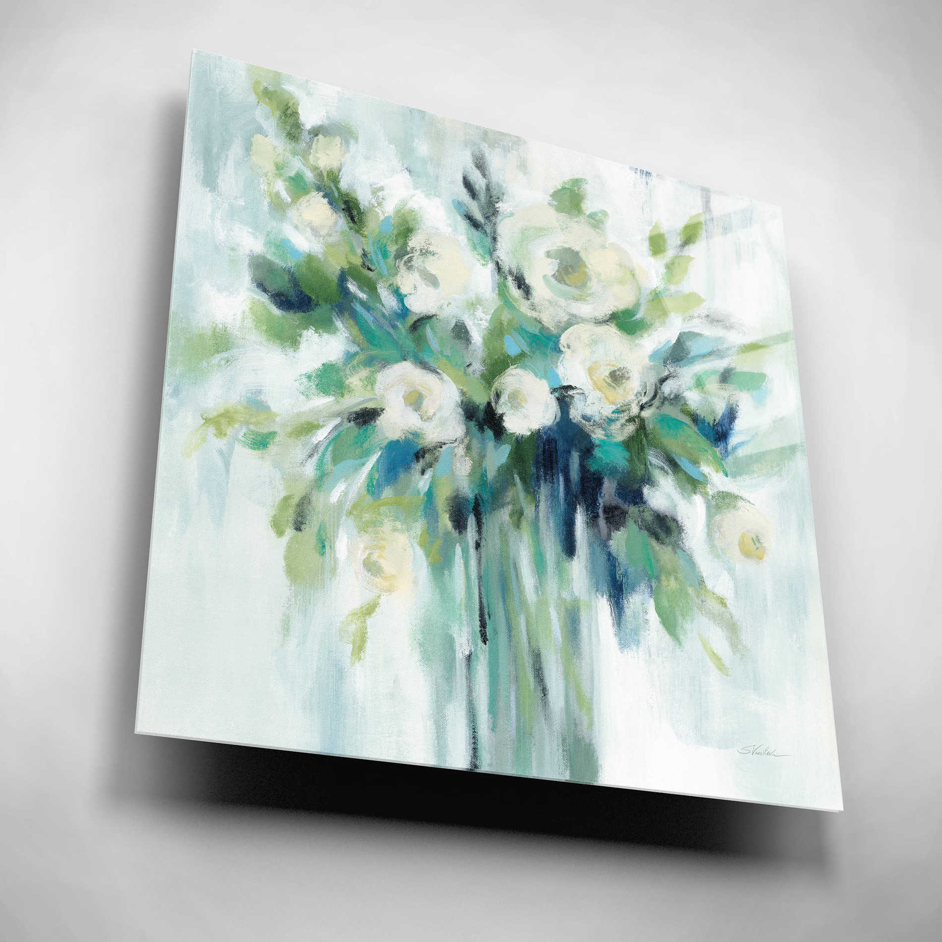 Epic Art 'Vase of Flowers Light' by Silvia Vassileva, Acrylic Glass Wall Art,12x12