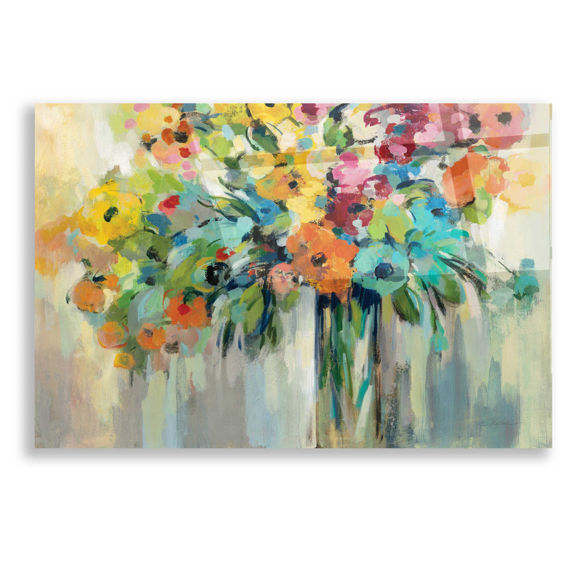 Epic Art 'Cloud of Flowers' by Silvia Vassileva, Acrylic Glass Wall Art,16x12