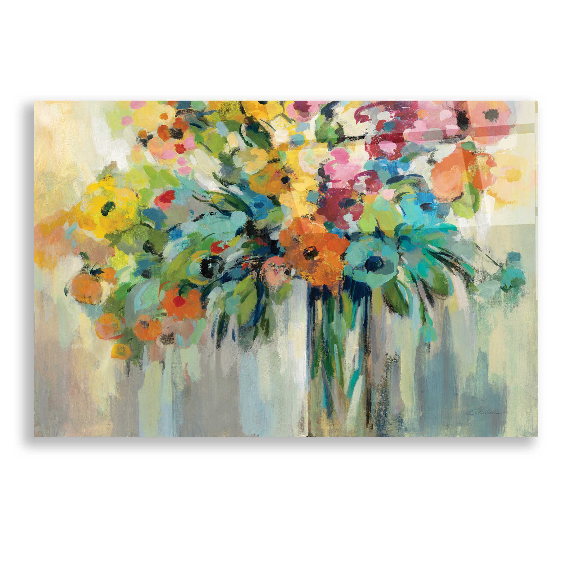 Epic Art 'Cloud of Flowers' by Silvia Vassileva, Acrylic Glass Wall Art,24x16