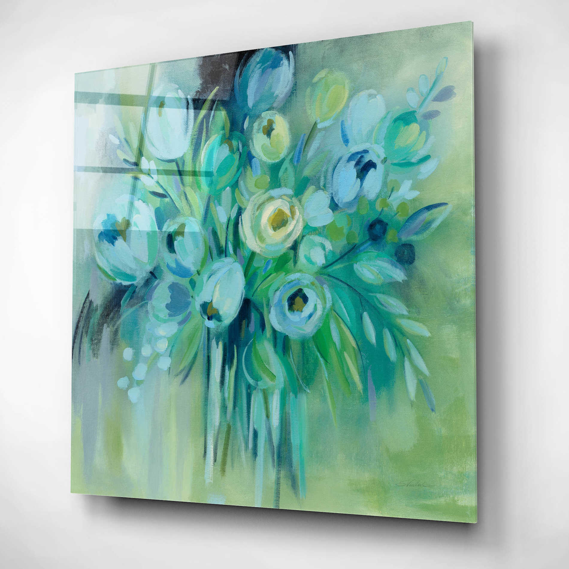 Epic Art 'Aurora Borealis Florals' by Silvia Vassileva, Acrylic Glass Wall Art,12x12