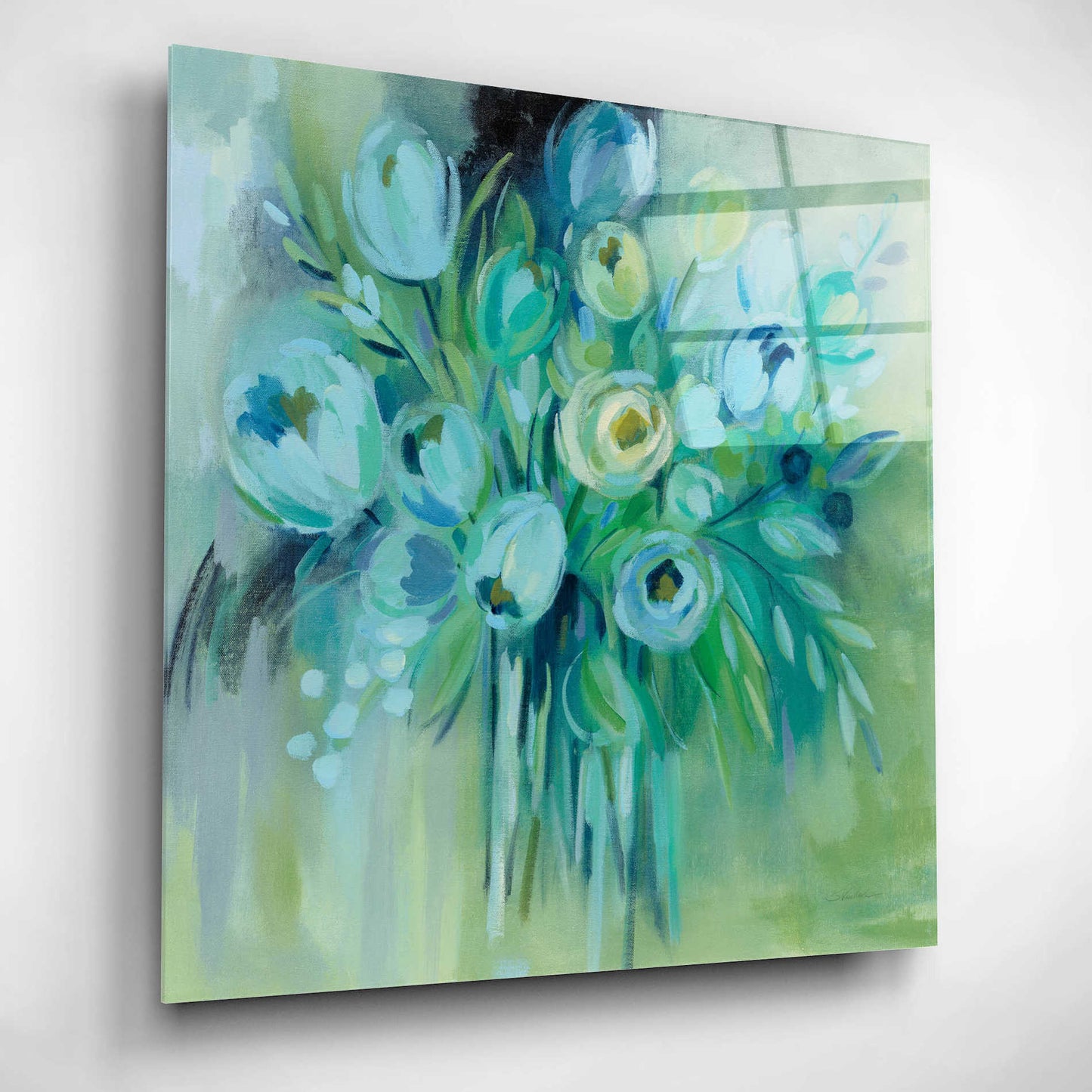 Epic Art 'Aurora Borealis Florals' by Silvia Vassileva, Acrylic Glass Wall Art,12x12