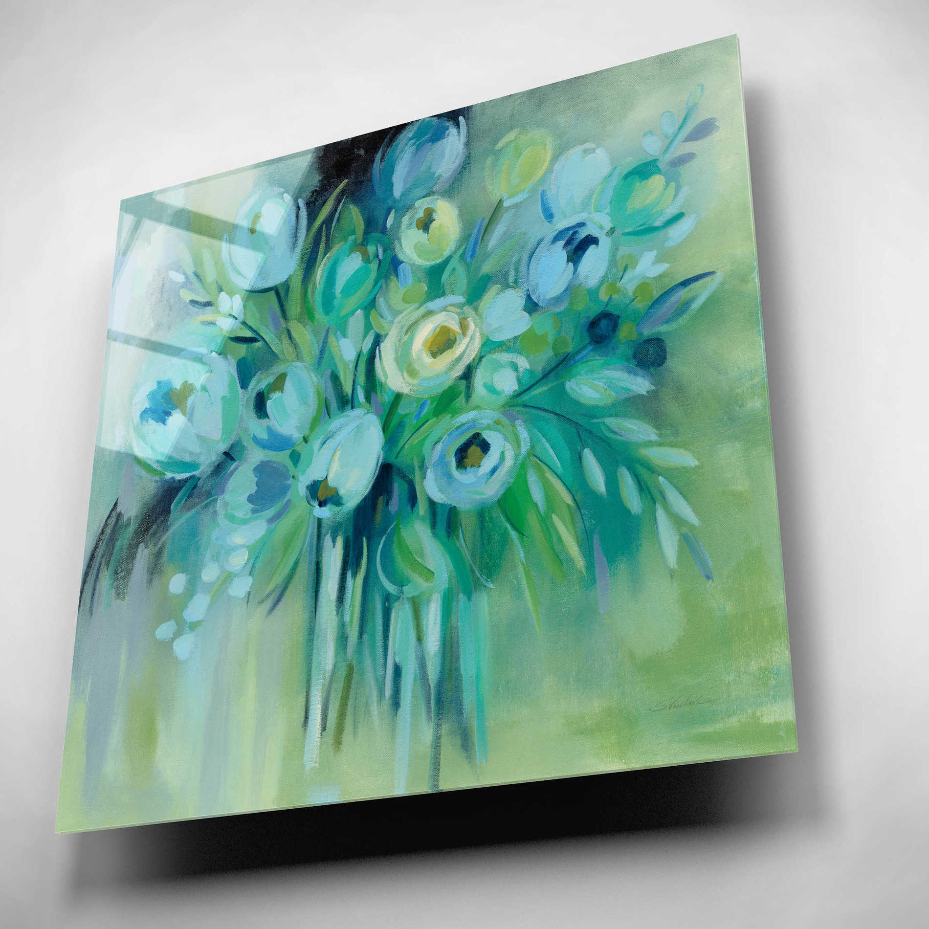 Epic Art 'Aurora Borealis Florals' by Silvia Vassileva, Acrylic Glass Wall Art,12x12