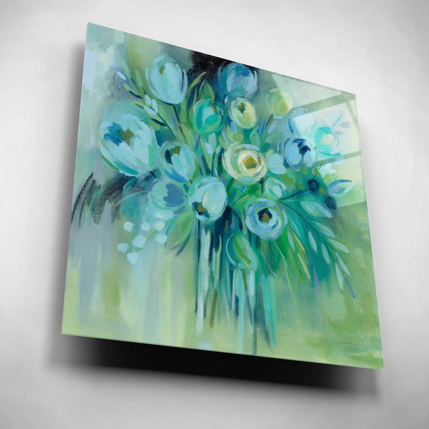 Epic Art 'Aurora Borealis Florals' by Silvia Vassileva, Acrylic Glass Wall Art,12x12