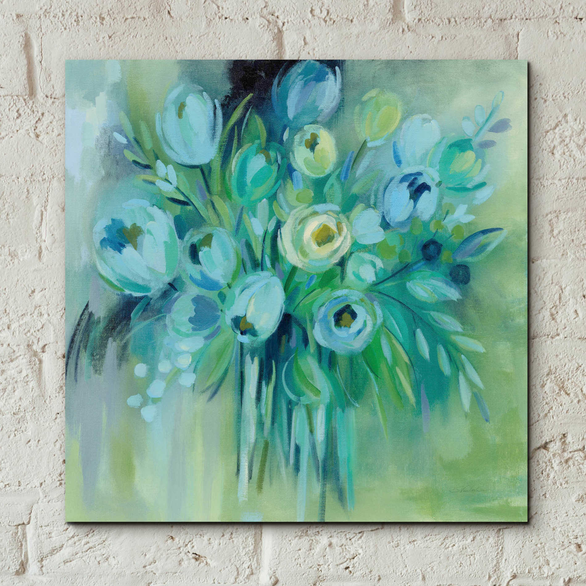 Epic Art 'Aurora Borealis Florals' by Silvia Vassileva, Acrylic Glass Wall Art,12x12